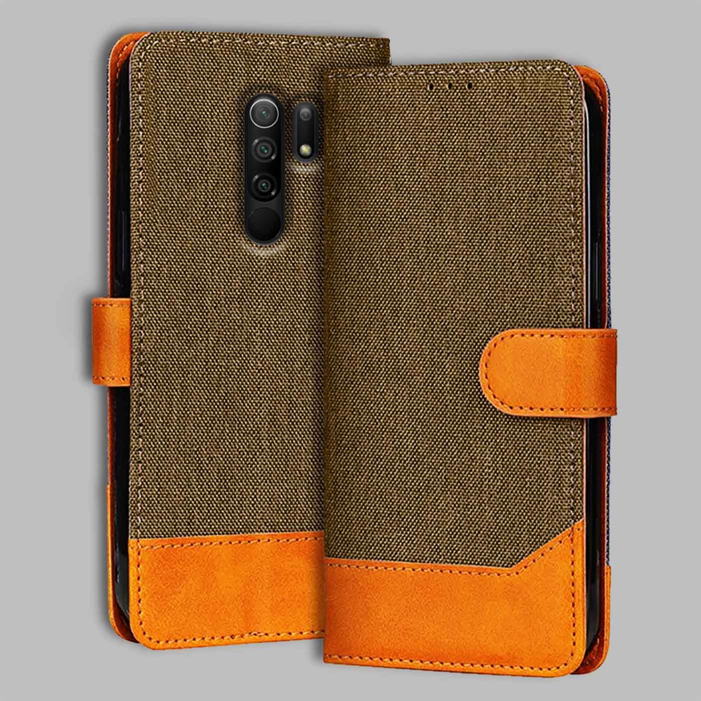 Accesorios Redmi 9 Prime denim flip cover – Dark Brown – Image 1 #color_dark b