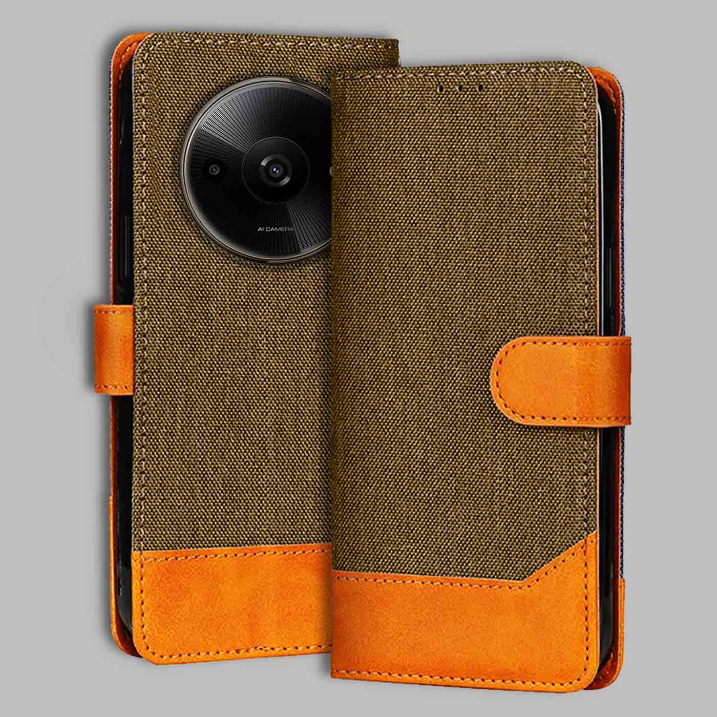 Accesorios Redmi A3X denim flip cover – Dark Brown – Image 1 #color_dark b