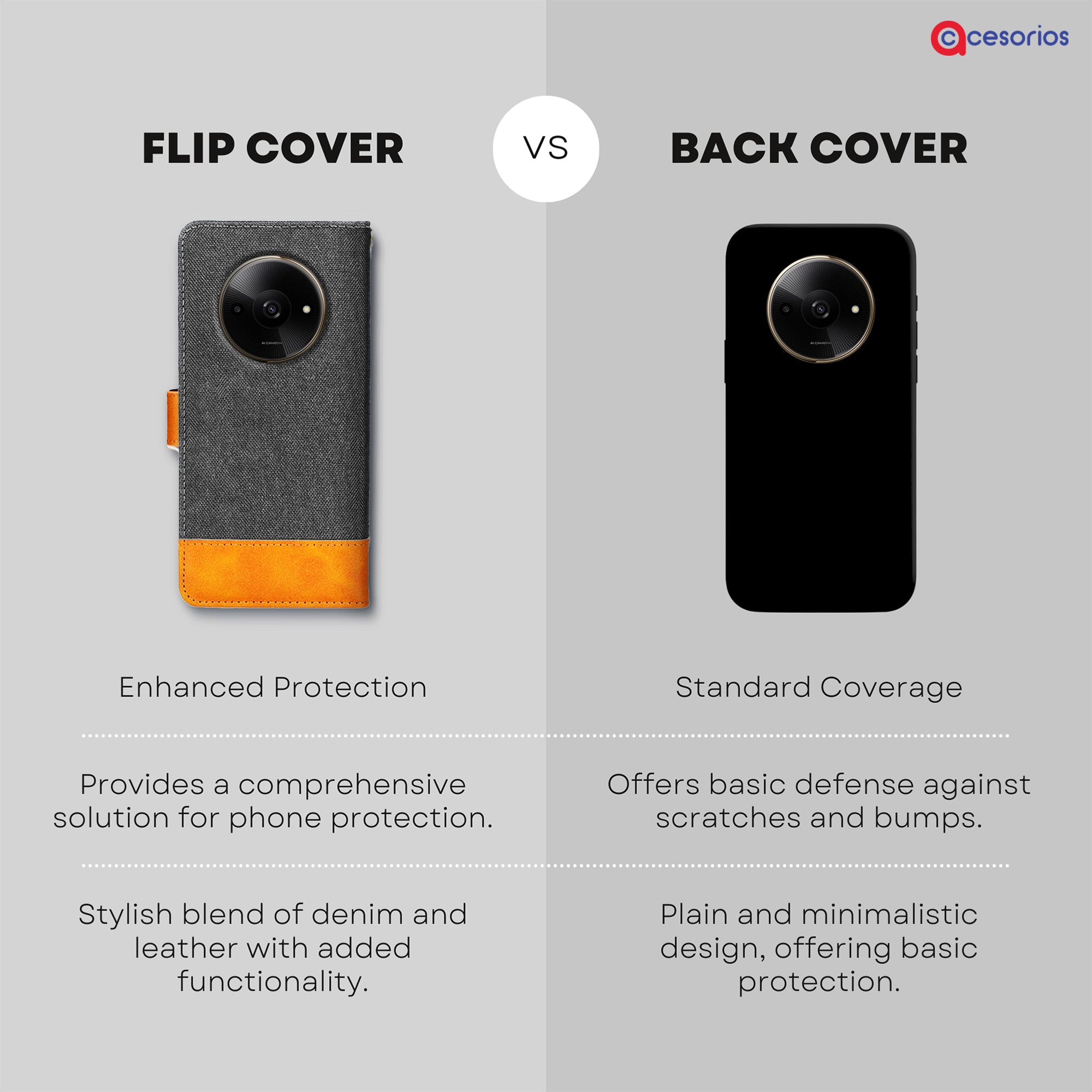 Accesorios Redmi A3X denim flip cover – Grey – Image 8 #color_grey