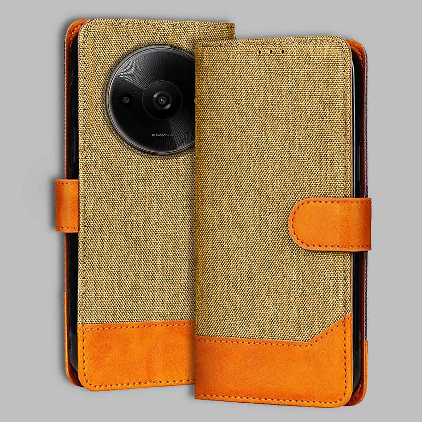 Accesorios Redmi A3X denim flip cover – Light Brown – Image 1 #color_light b