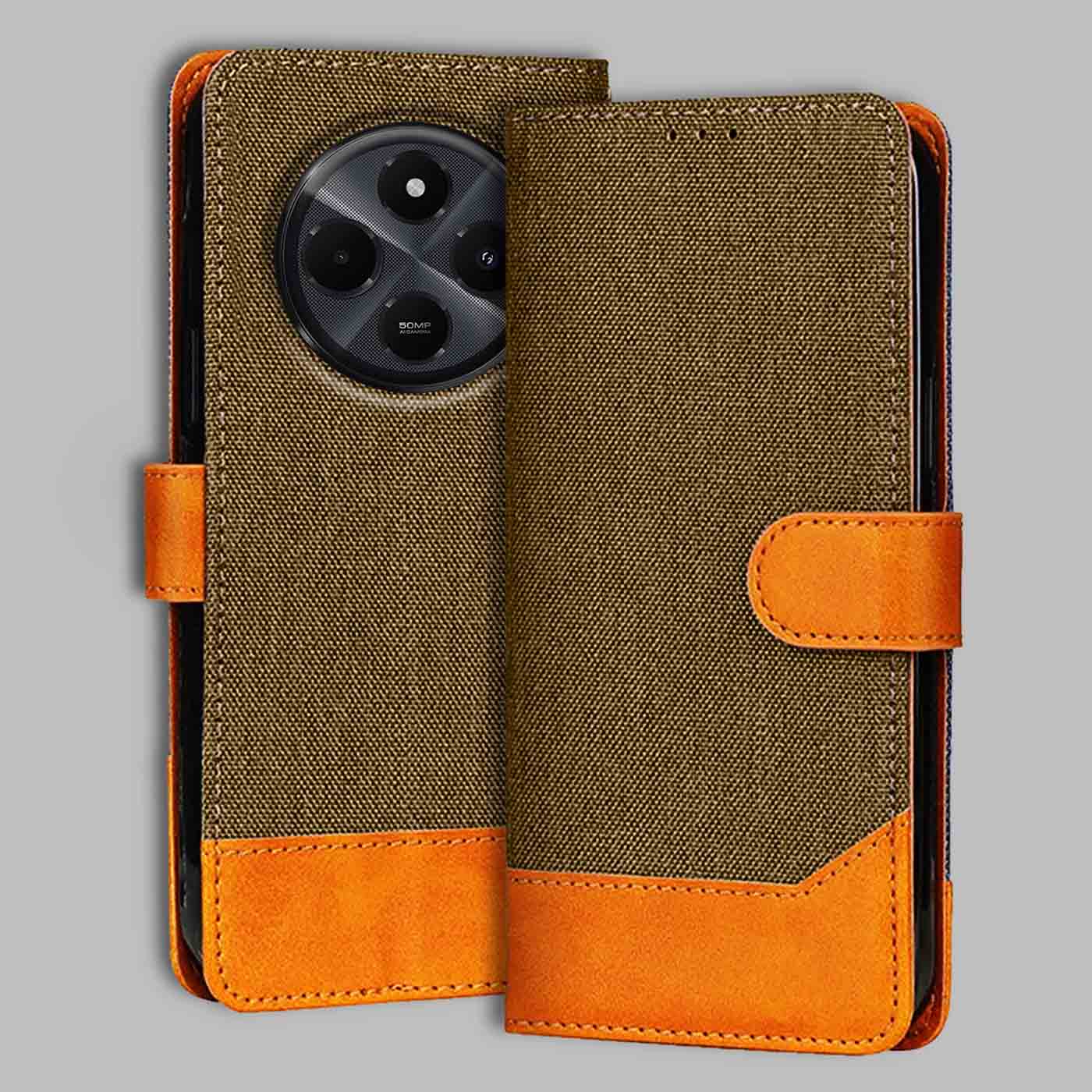 Accesorios Redmi A4 5G denim flip cover – Dark Brown – Image 1 #color_dark b