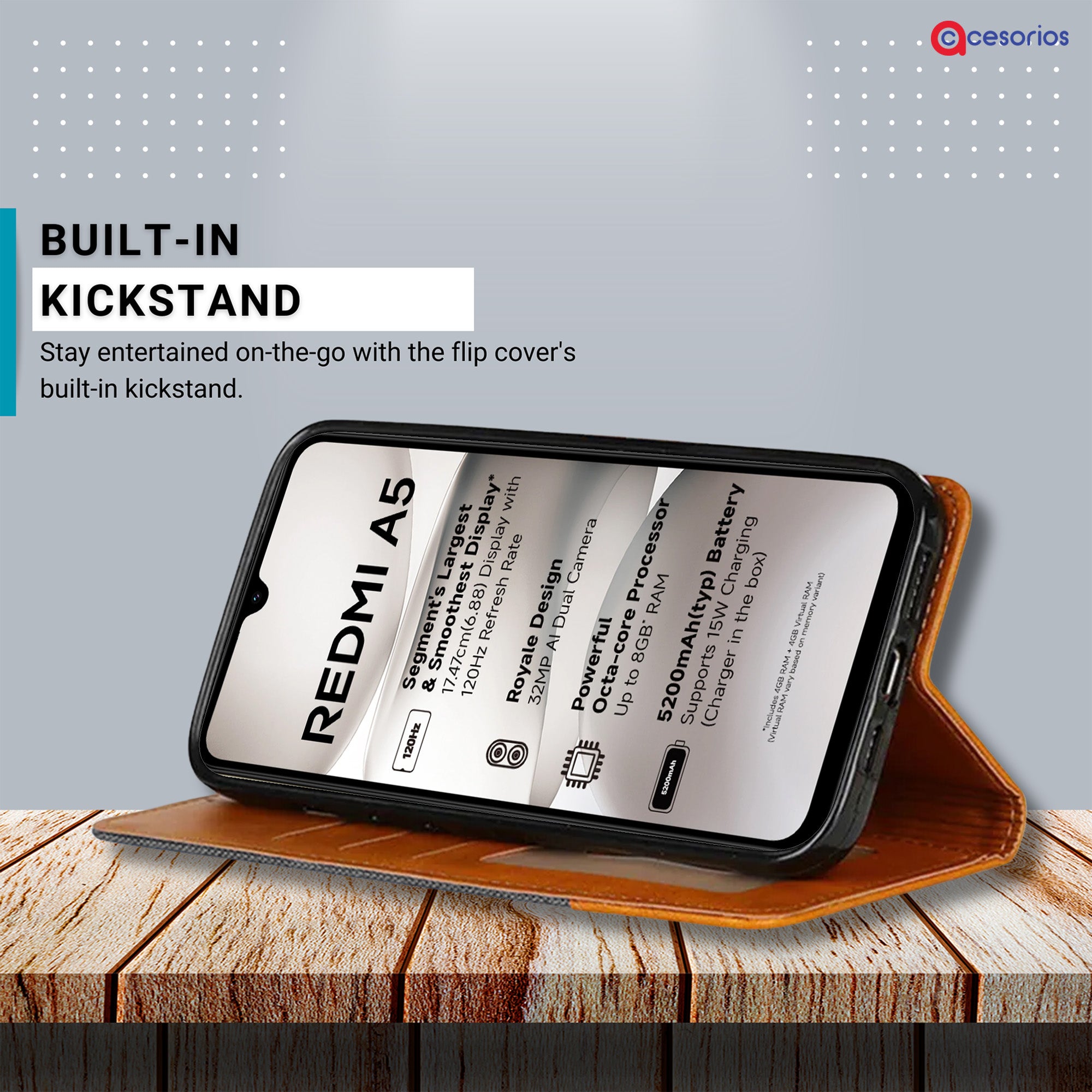 Accesorios Redmi A5 5G denim flip cover – Grey – Image 4 #color_grey
