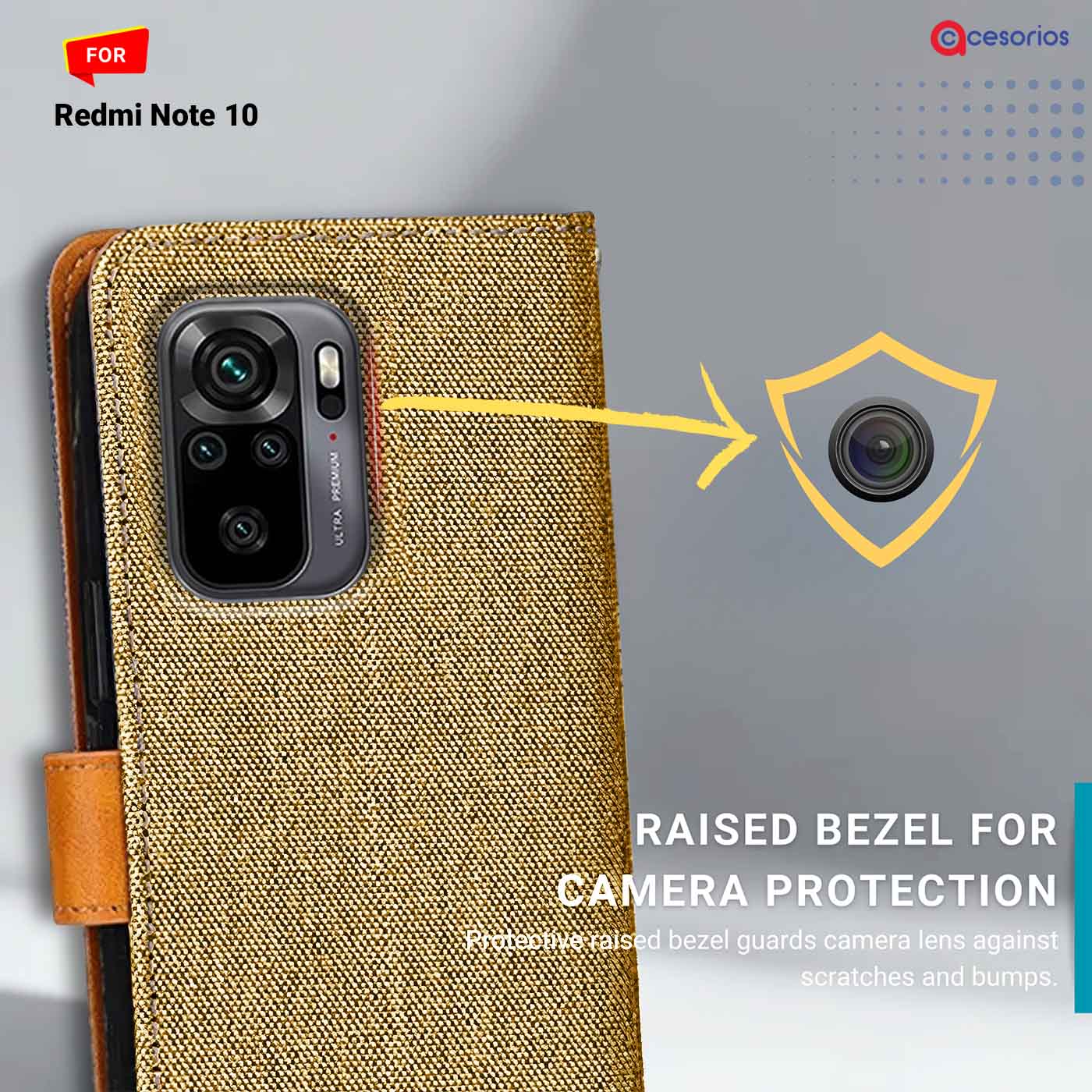 Accesorios Redmi Note 10 denim flip cover – Light Brown – Image 2 #color_light b