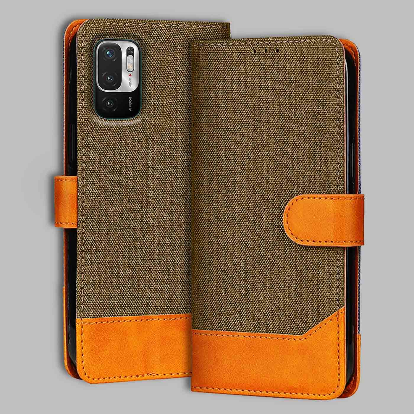 Accesorios Redmi Note 10T 5G denim flip cover – Dark Brown – Image 1 #color_dark b