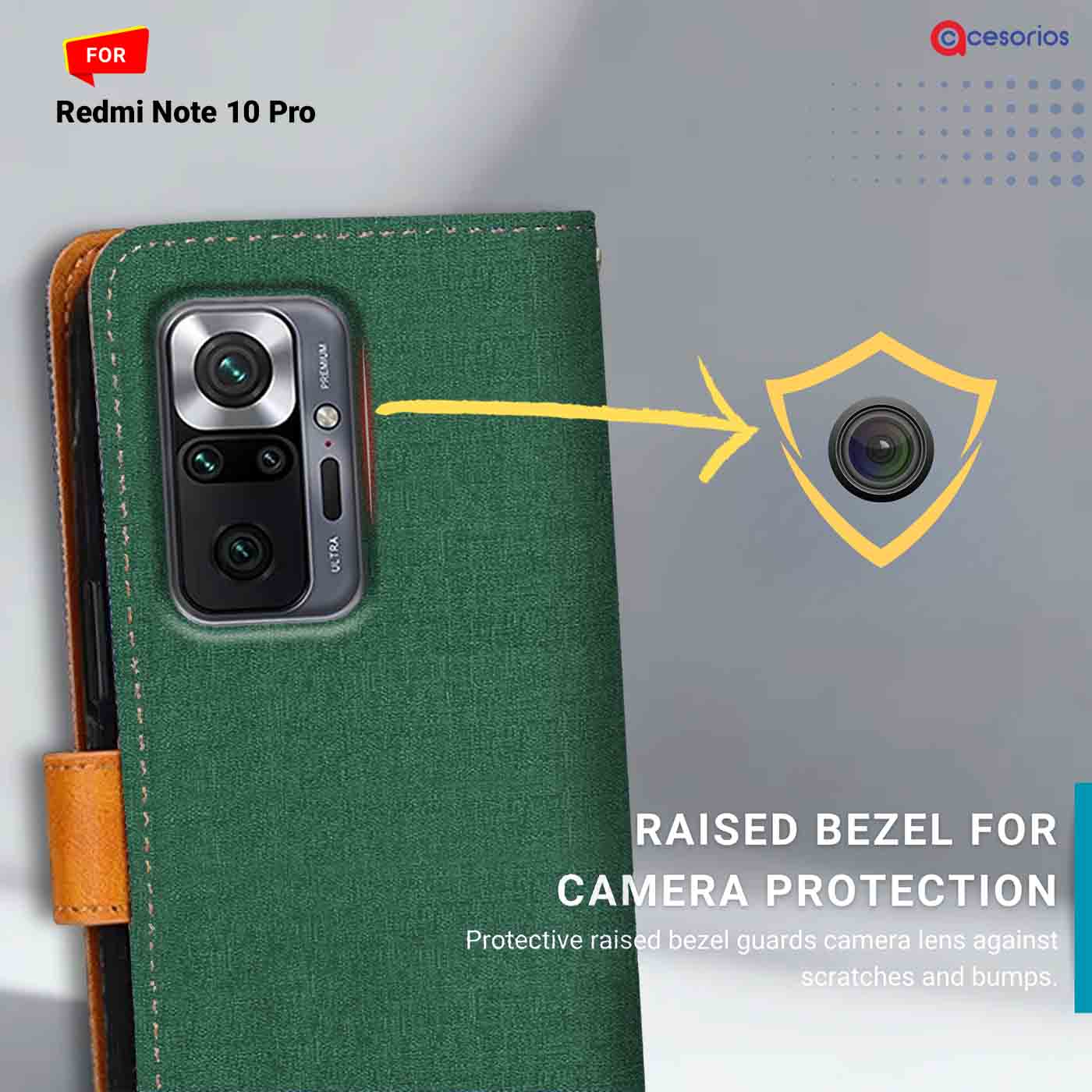 Canvas & Suede back panel — Redmi Note 10 Pro in Green mobile case