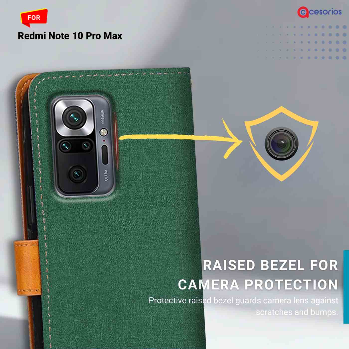 Canvas & Suede back panel — Redmi Note 10 Pro Max in Green mobile case