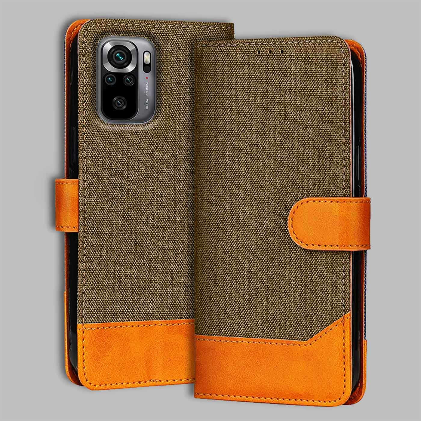 Accesorios Redmi Note 10S denim flip cover – Dark Brown – Image 1 #color_dark b