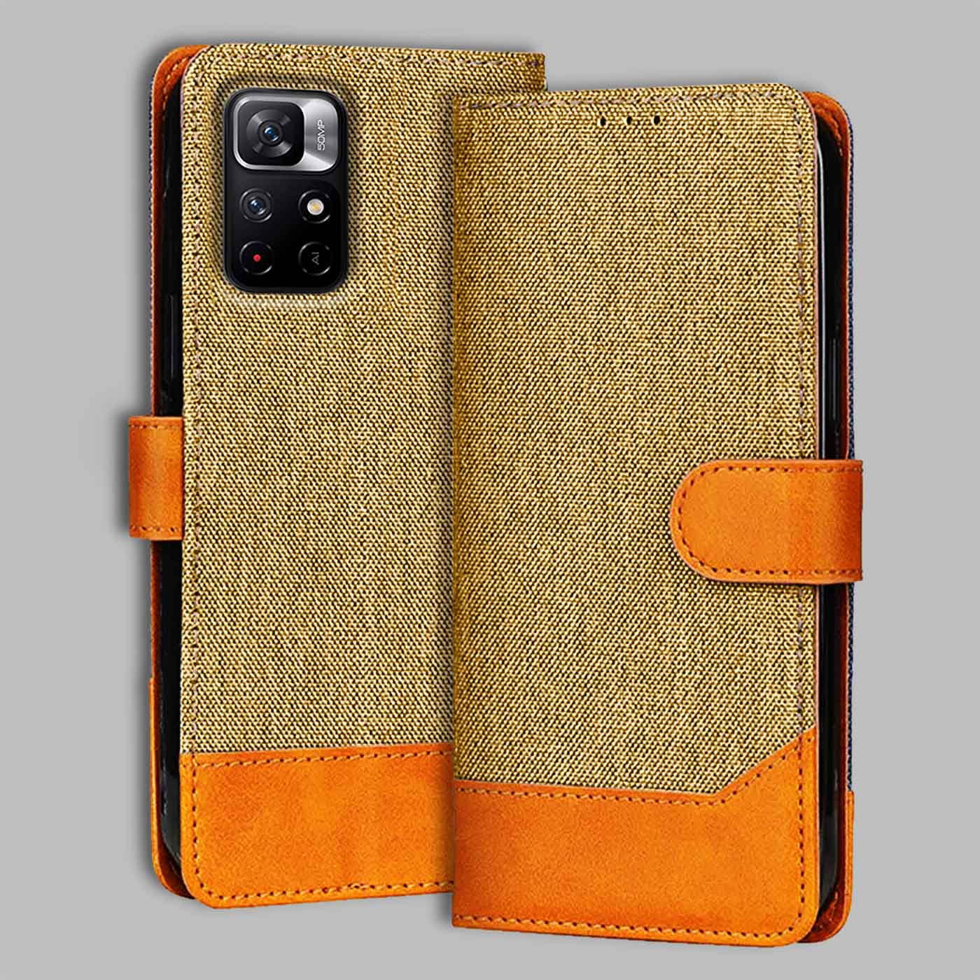 Accesorios Redmi Note 11T 5G denim flip cover – Light Brown – Image 1 #color_light b