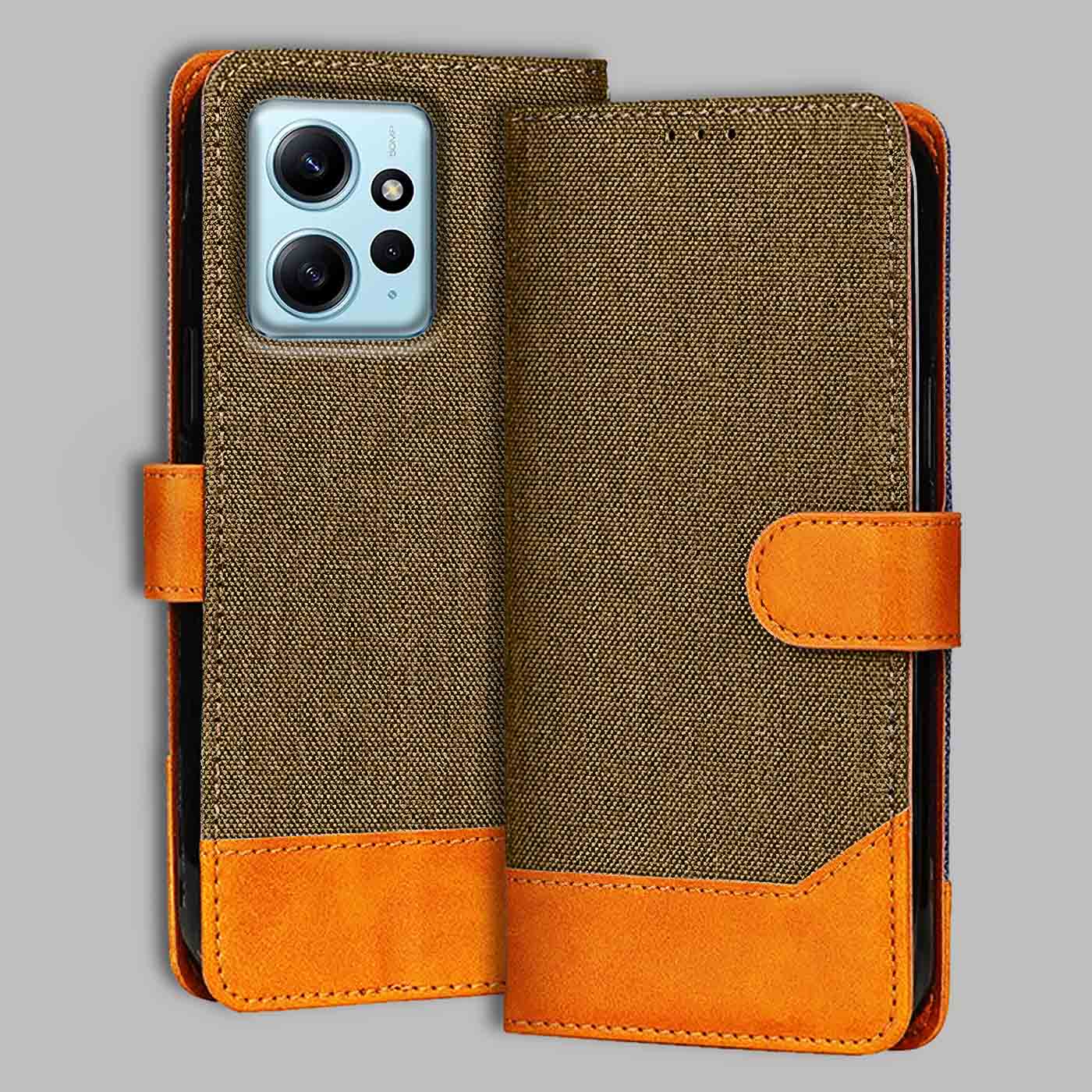 Accesorios Redmi Note 12 5G denim flip cover – Dark Brown – Image 1 #color_dark b