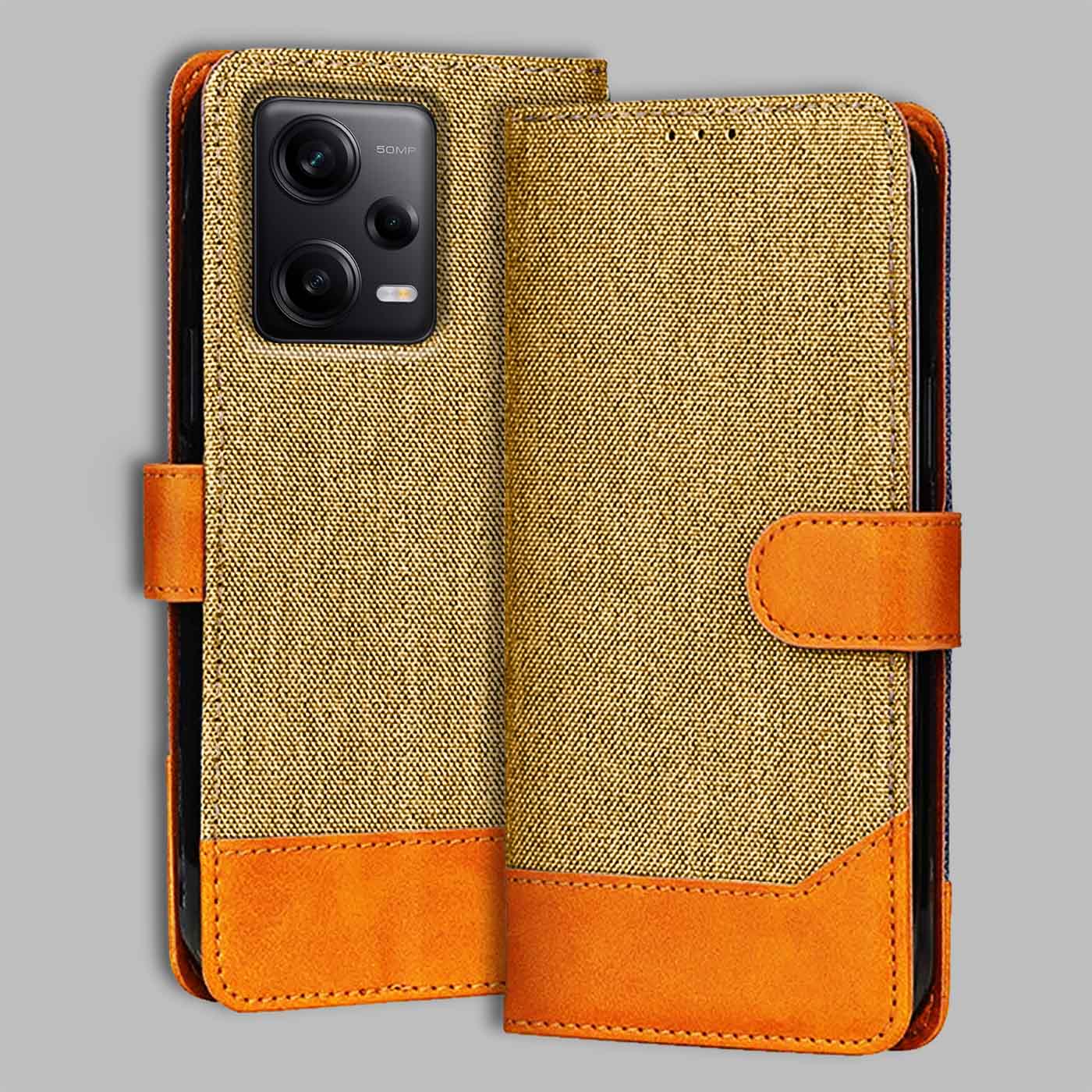 Accesorios Redmi Note 12 Pro 5G denim flip cover – Light Brown – Image 1 #color_light b