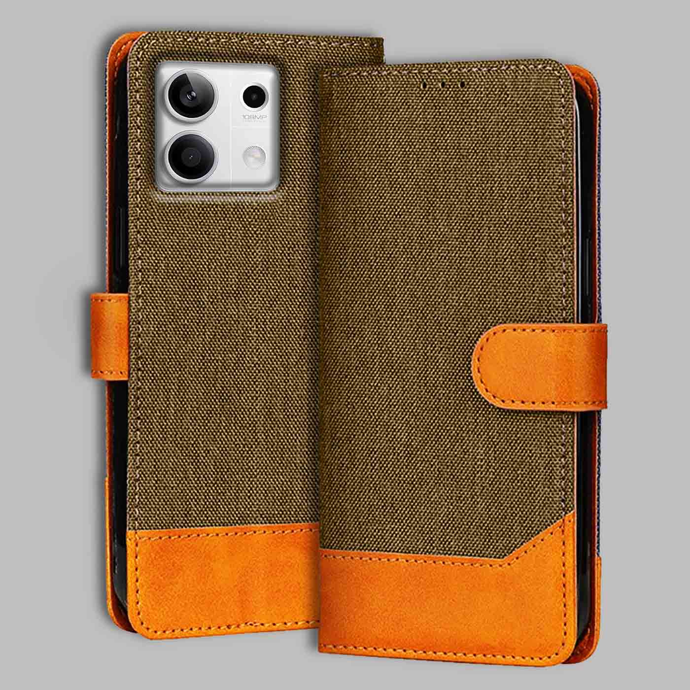 Accesorios Redmi Note 13 5G denim flip cover – Dark Brown – Image 1 #color_dark b