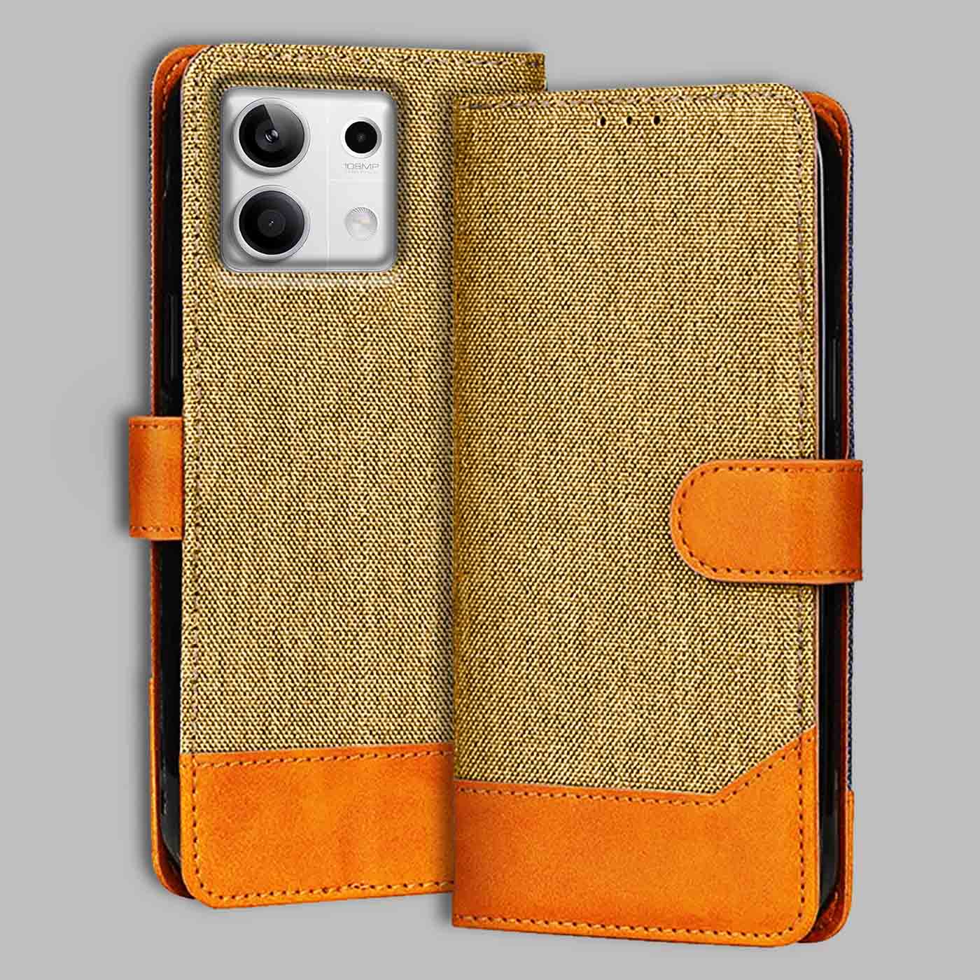 Accesorios Redmi Note 13 5G denim flip cover – Light Brown – Image 1 #color_light b