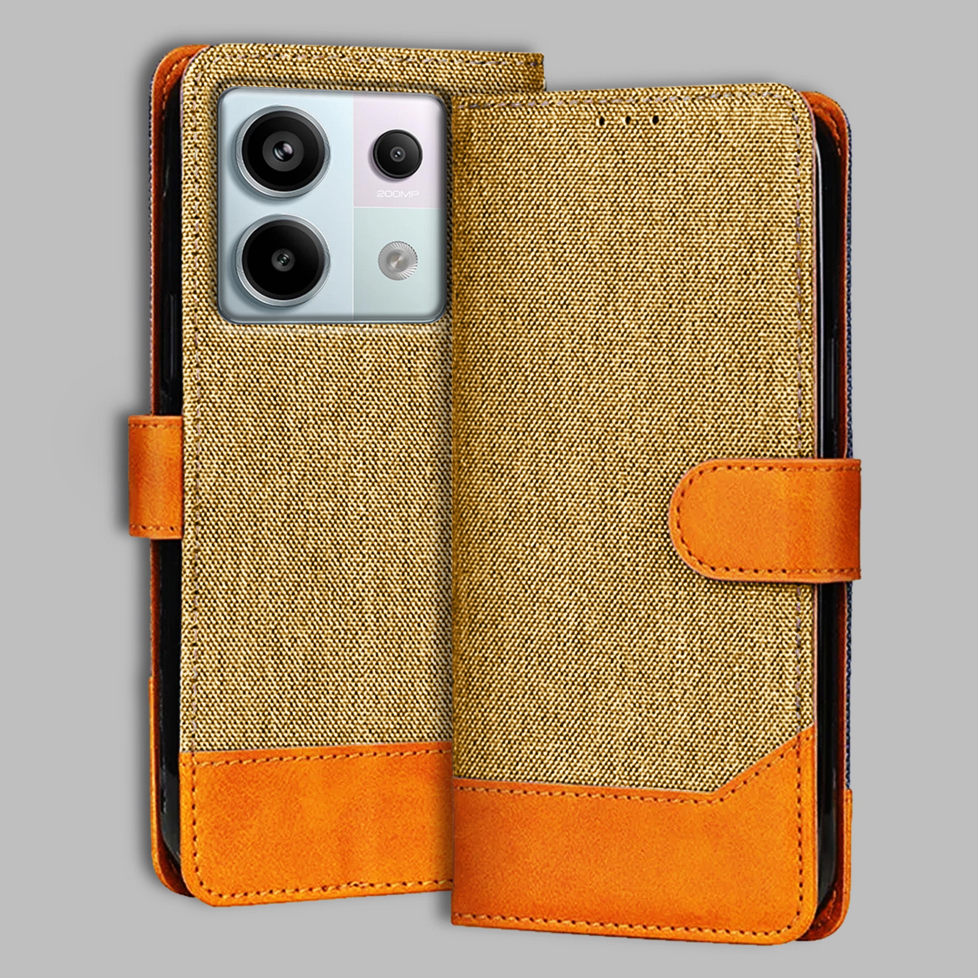 Accesorios Redmi Note 13 Pro 5G denim flip cover – Light Brown – Image 1 #color_light b