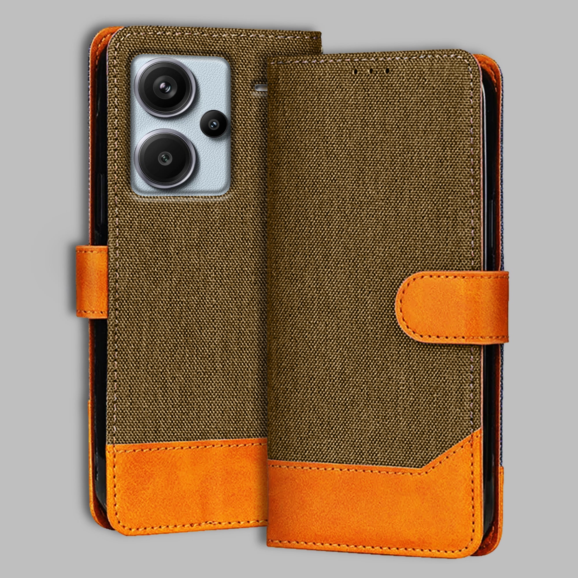 Accesorios Redmi Note 13 Pro Plus 5G denim flip cover – Dark Brown – Image 1 #color_dark b