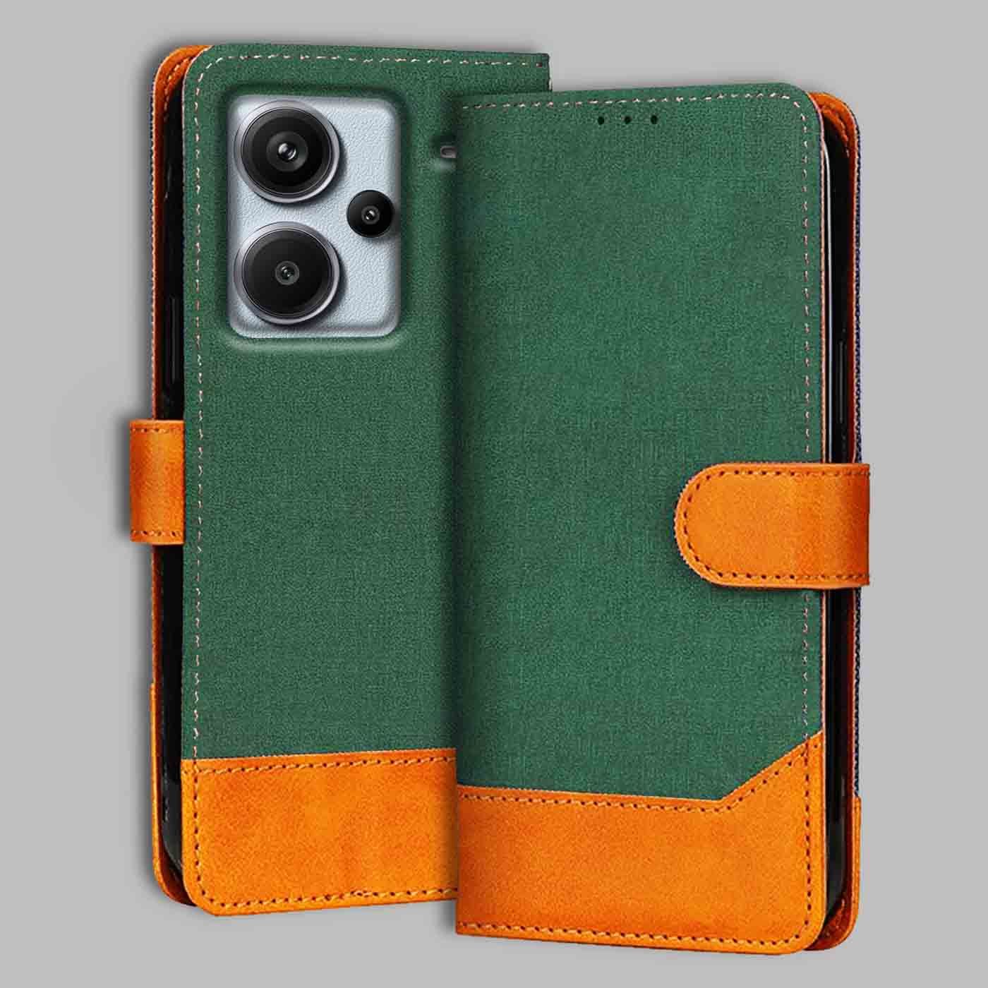 Redmi Note 13 Pro Plus 5G flip cover in Green — front view by Accesorios