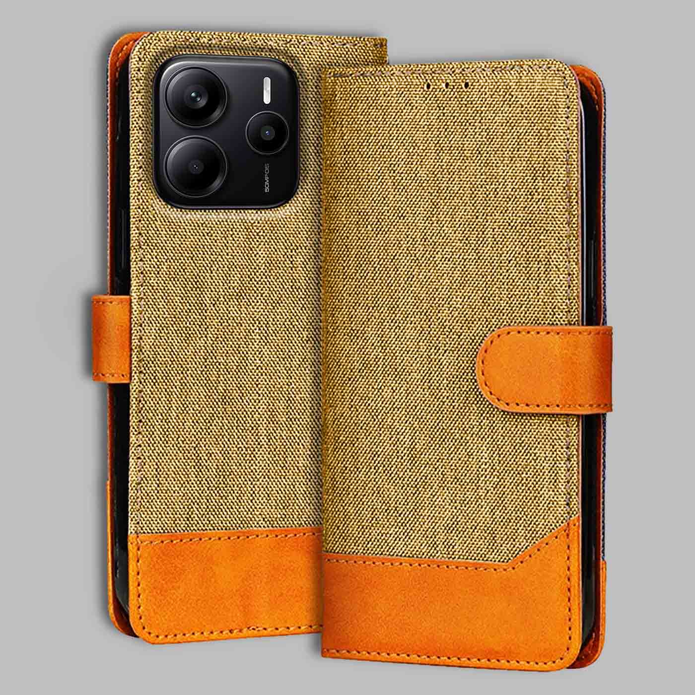 Accesorios Redmi Note 14 5G denim flip cover – Light Brown – Image 1 #color_light b