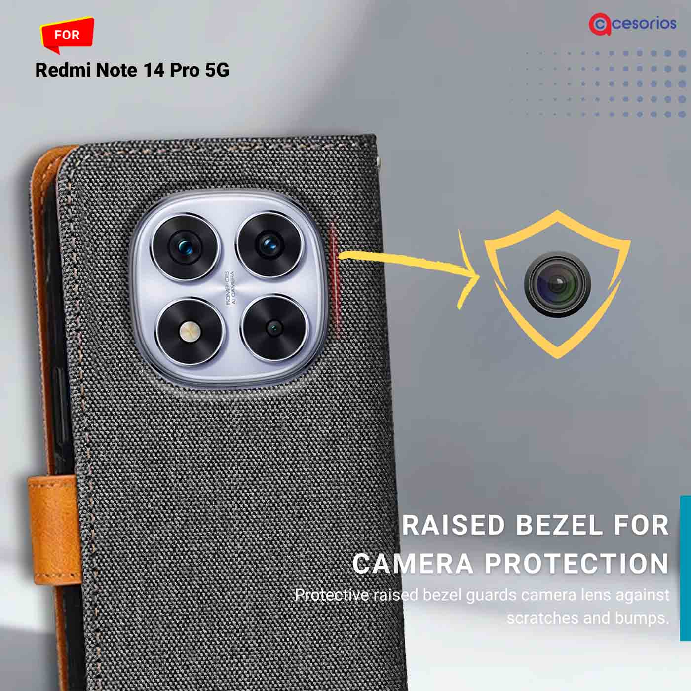 Accesorios Redmi Note 14 Pro 5G denim flip cover – Grey – Image 2 #color_