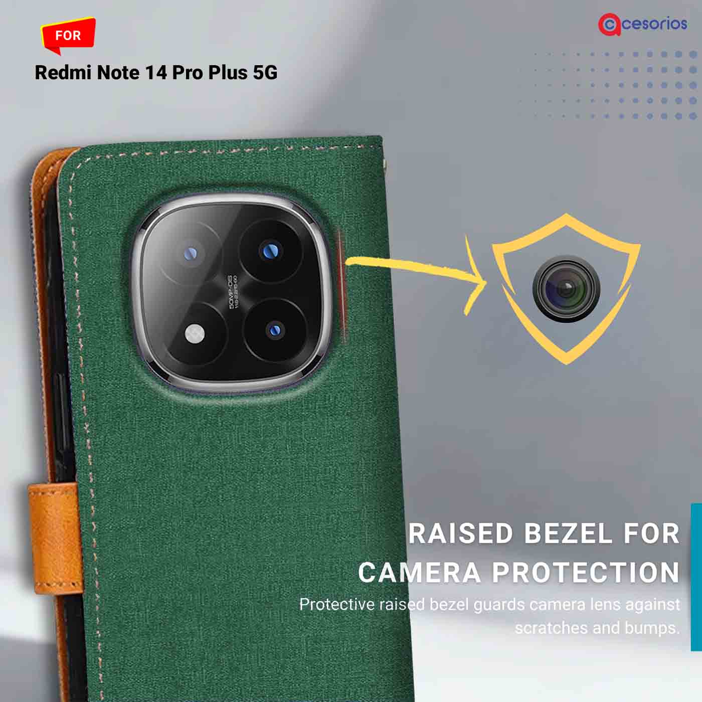 Canvas & Suede back panel — Redmi Note 14 Pro Plus 5G in Green mobile case