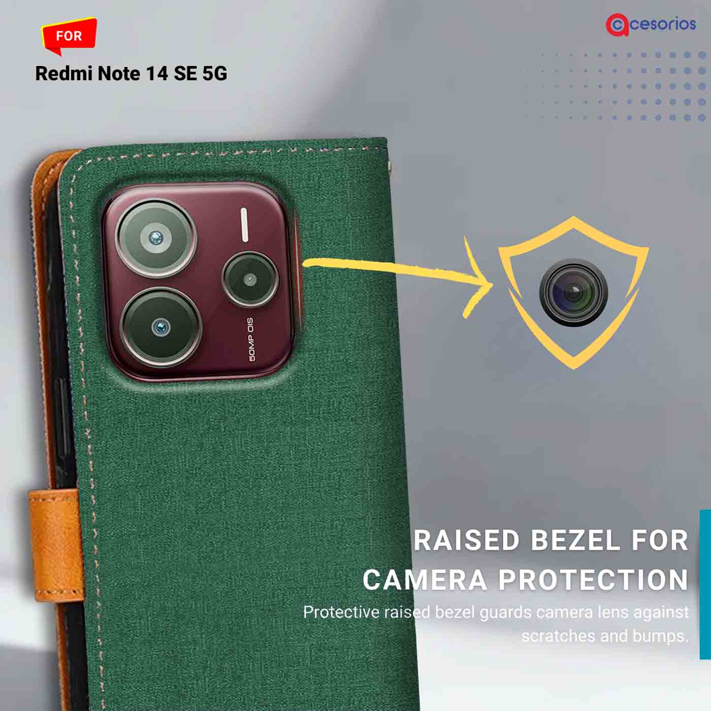 Canvas & Suede back panel — Redmi Note 14 SE 5G in Green mobile case