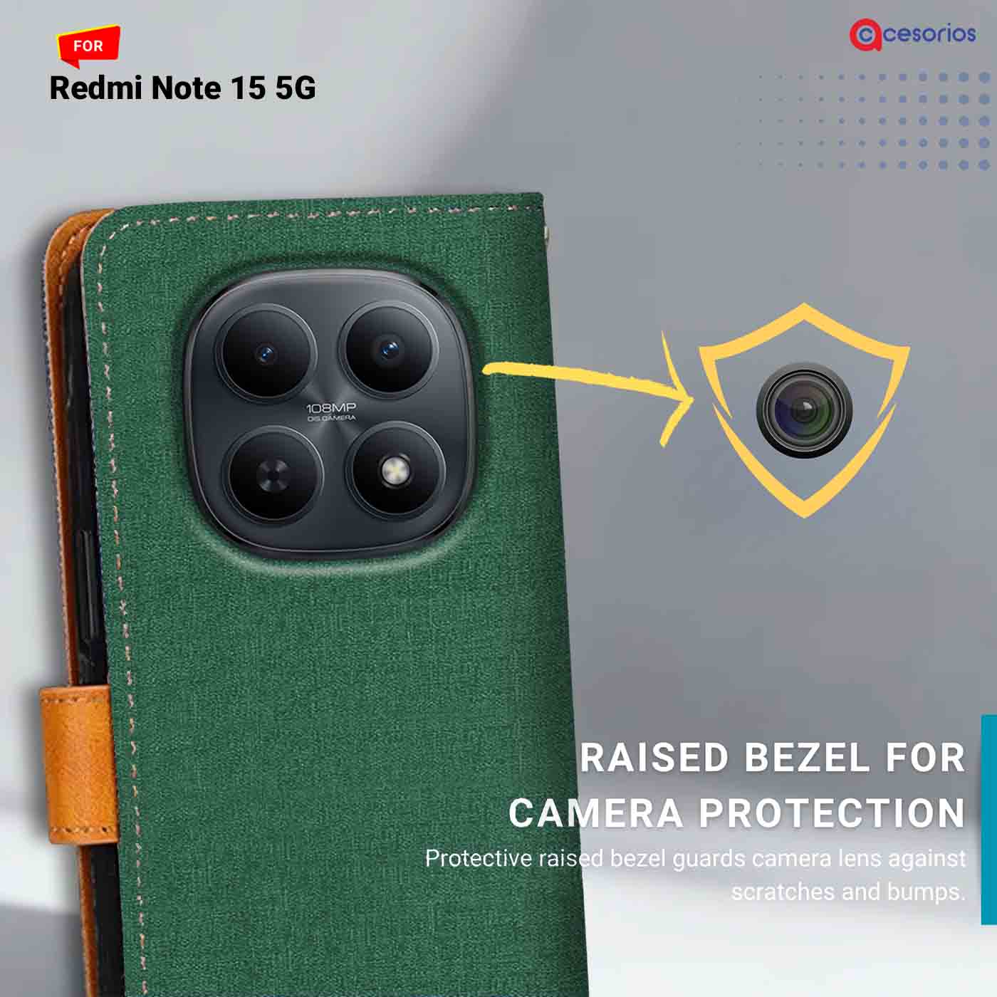 Canvas & Suede back panel — Redmi Note 15 5G in Green mobile case