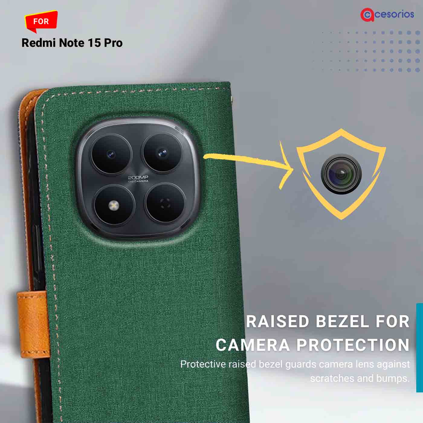 Canvas & Suede back panel — Redmi Note 15 Pro 5G in Green mobile case