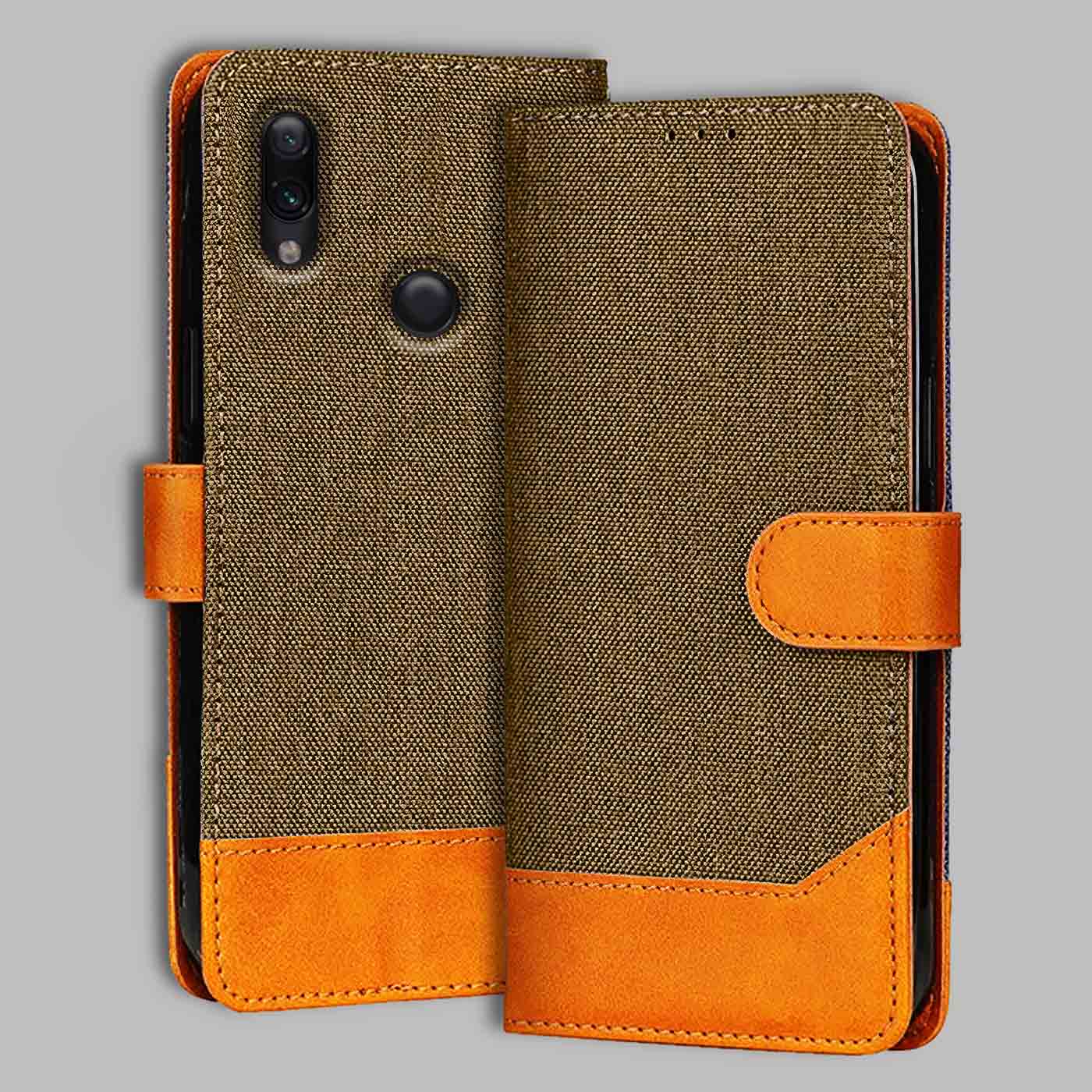 Accesorios Redmi Note 7 denim flip cover – Dark Brown – Image 1 #color_dark b