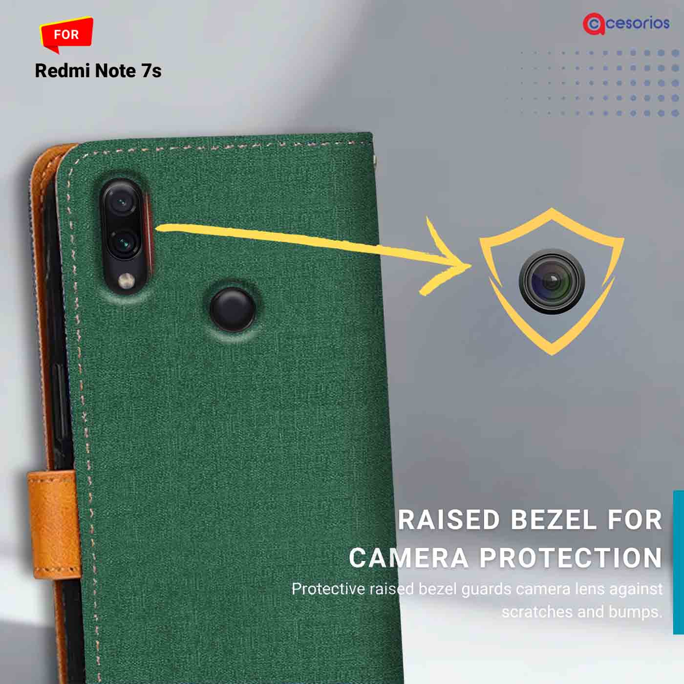 Canvas & Suede back panel — Redmi Note 7S in Green mobile case