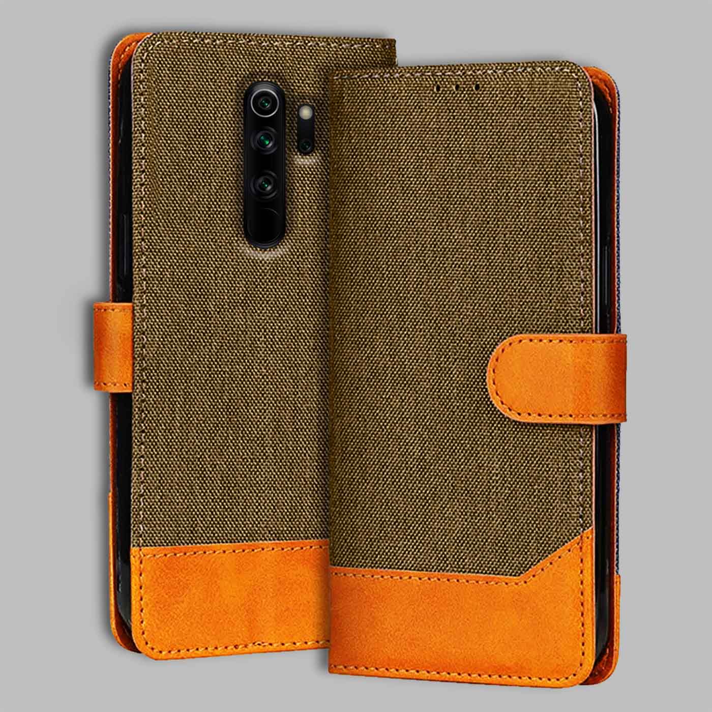 Accesorios Redmi Note 8 Pro denim flip cover – Dark Brown – Image 1 #color_dark b