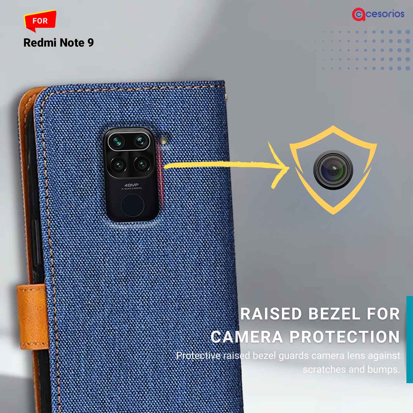 Accesorios Redmi Note 9 denim flip cover – Blue – Image 2 #color_