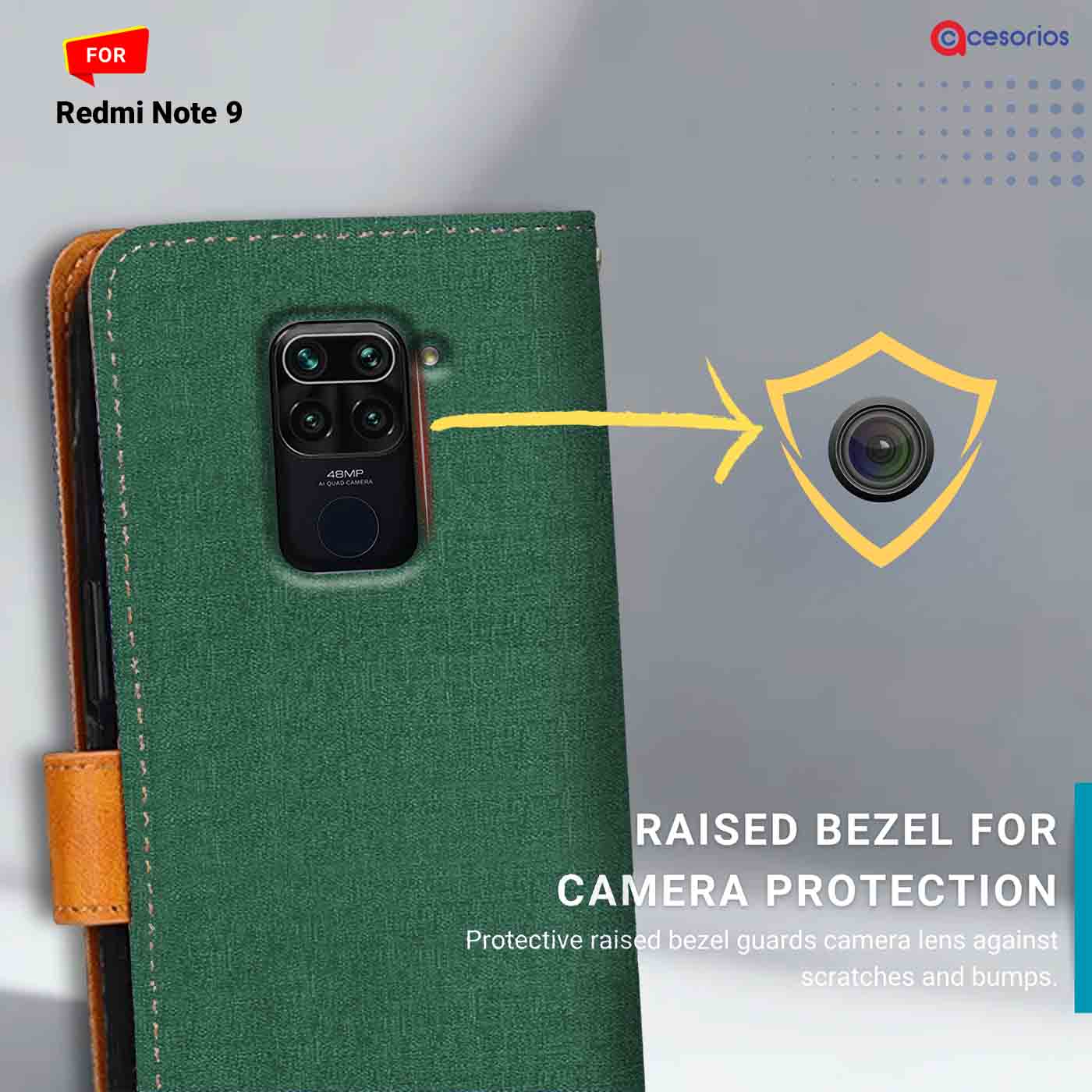 Canvas & Suede back panel — Redmi Note 9 in Green mobile case