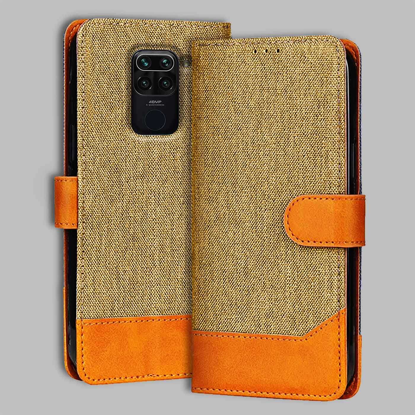 Accesorios Redmi Note 9 denim flip cover – Light Brown – Image 1 #color_light b