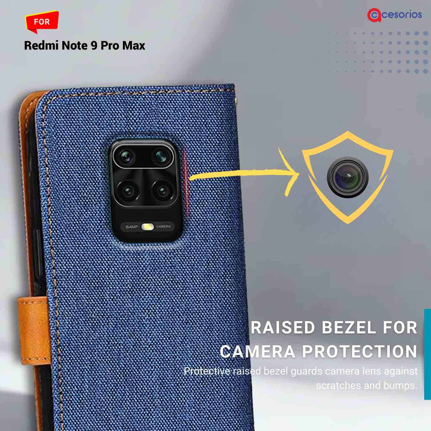Accesorios Redmi Note 9 Pro Max denim flip cover – Blue – Image 2 #color_