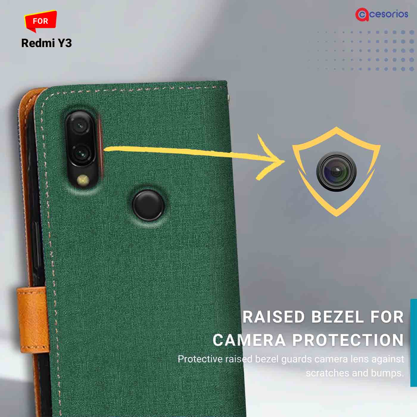 Canvas & Suede back panel — Redmi Y3 in Green mobile case