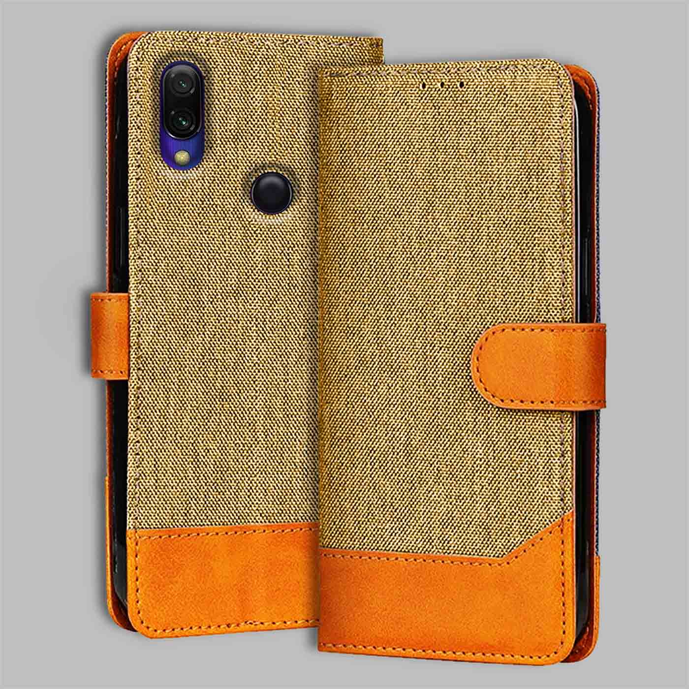 Accesorios Redmi Y3 denim flip cover – Light Brown – Image 1 #color_light b