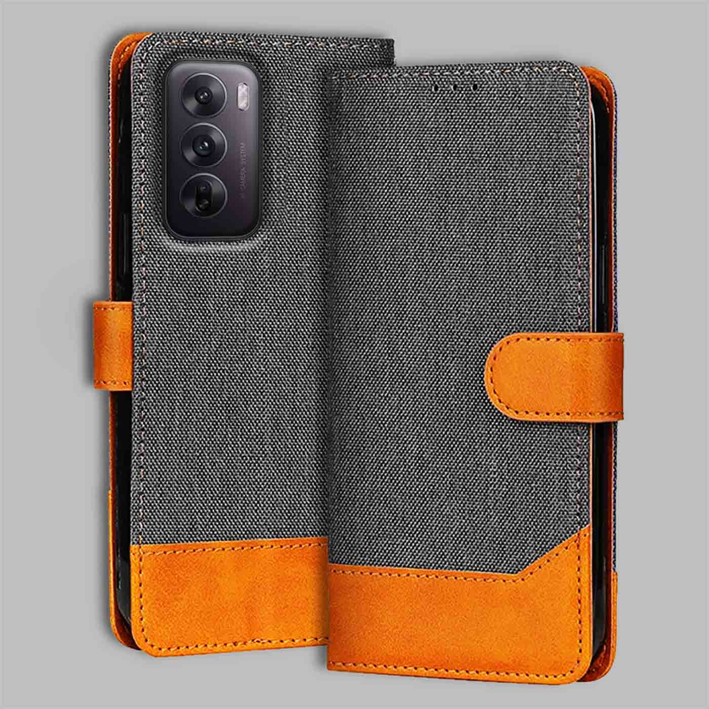 Accesorios Reno 12 5G denim flip cover – Grey – Image 1 #color_