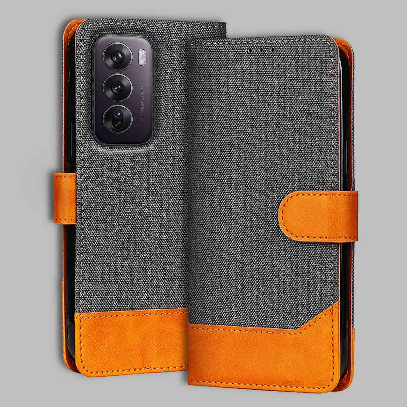 Accesorios Reno 12 Pro 5G denim flip cover – Grey – Image 1 #color_