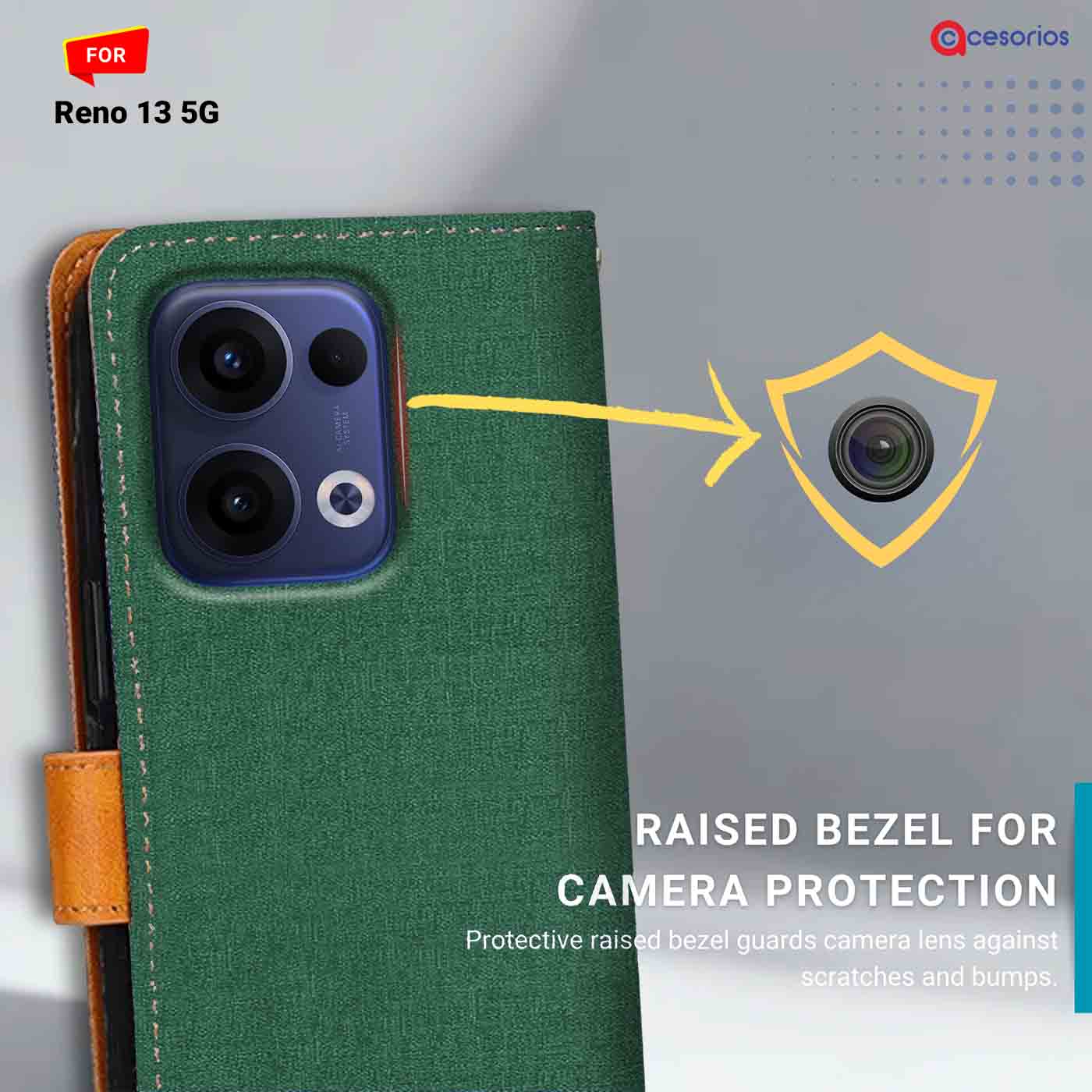 Canvas & Suede back panel — Oppo Reno 13 5G in Green mobile case