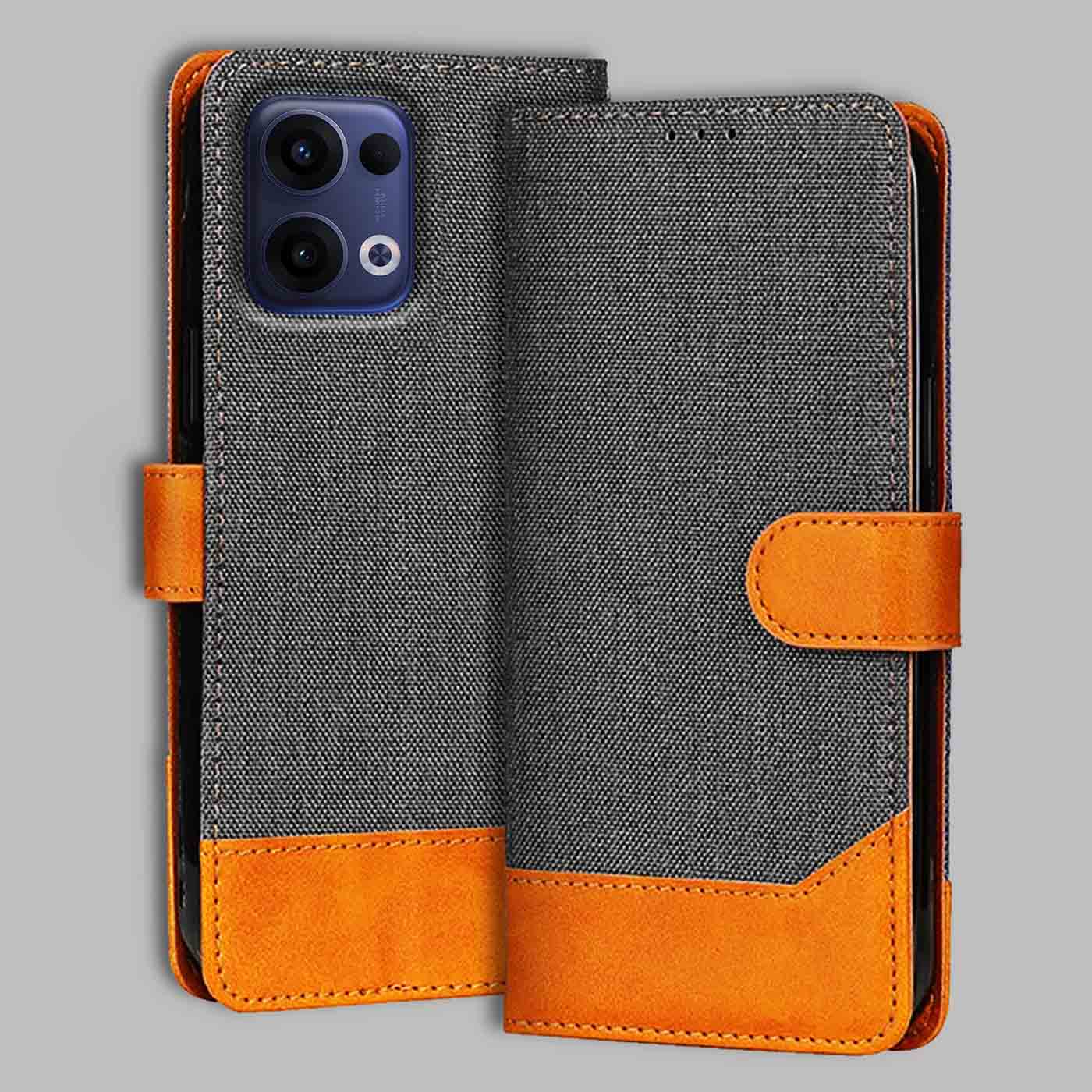 Accesorios Reno 13 5G denim flip cover – Grey – Image 1 #color_