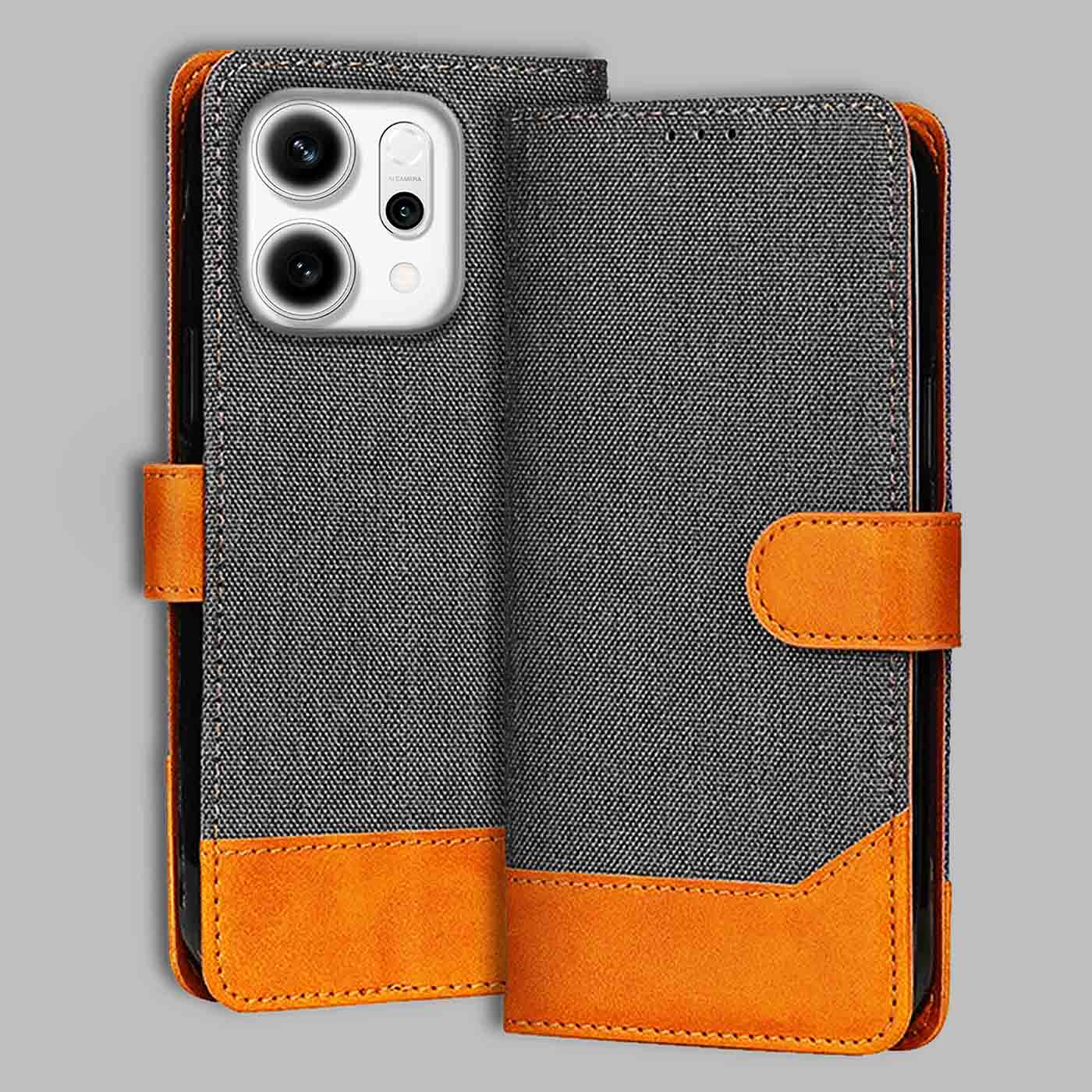 Accesorios Reno 14 5G denim flip cover – Grey – Image 1 #color_