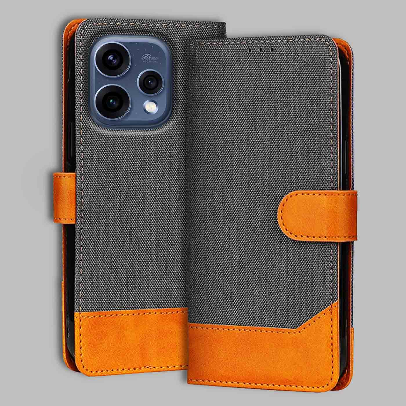 Accesorios Reno 15 5G denim flip cover – Grey – Image 1 #color_