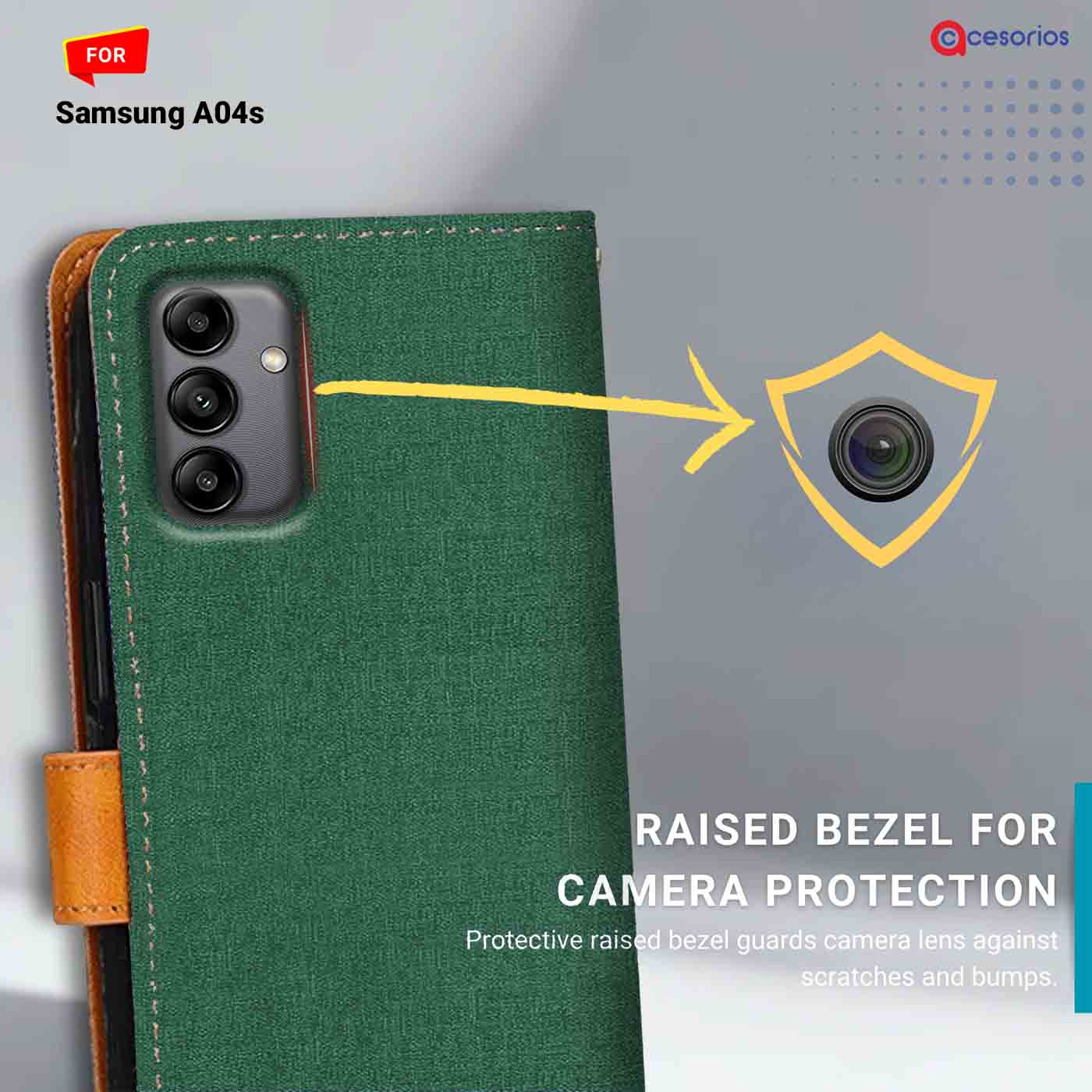 Accesorios Samsung A04S denim flip cover – Green – Image 2 #color_g