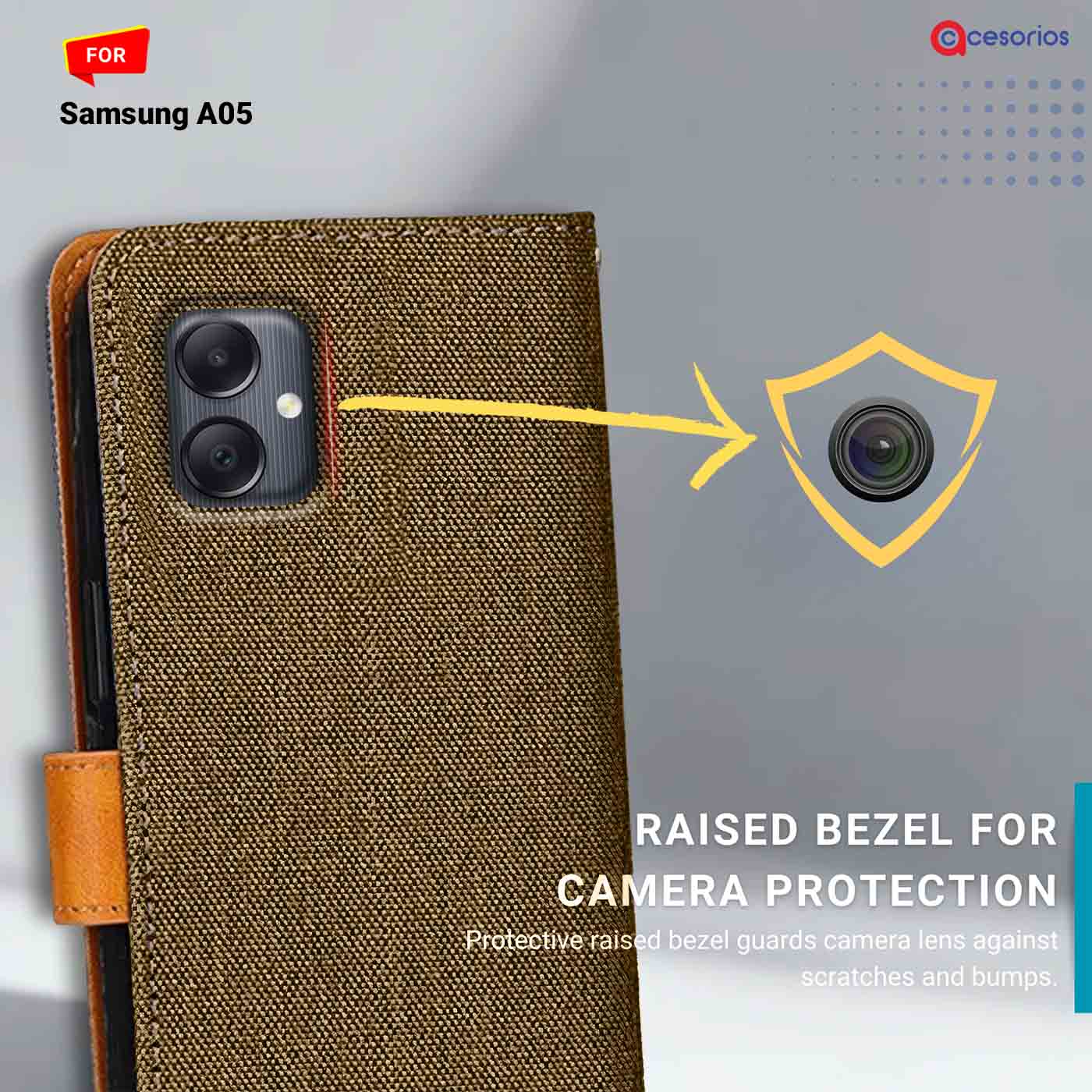 Accesorios Samsung A05 denim flip cover – Dark Brown – Image 2 #color_dark b