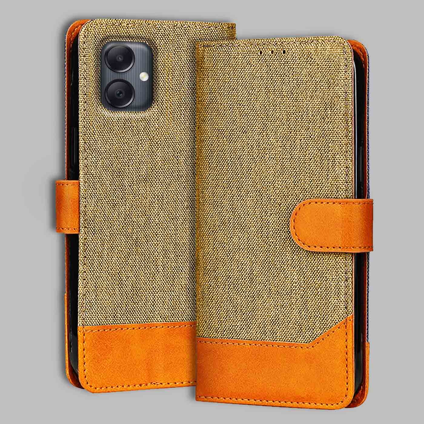 Accesorios Samsung A05 denim flip cover – Light Brown – Image 1 #color_light b