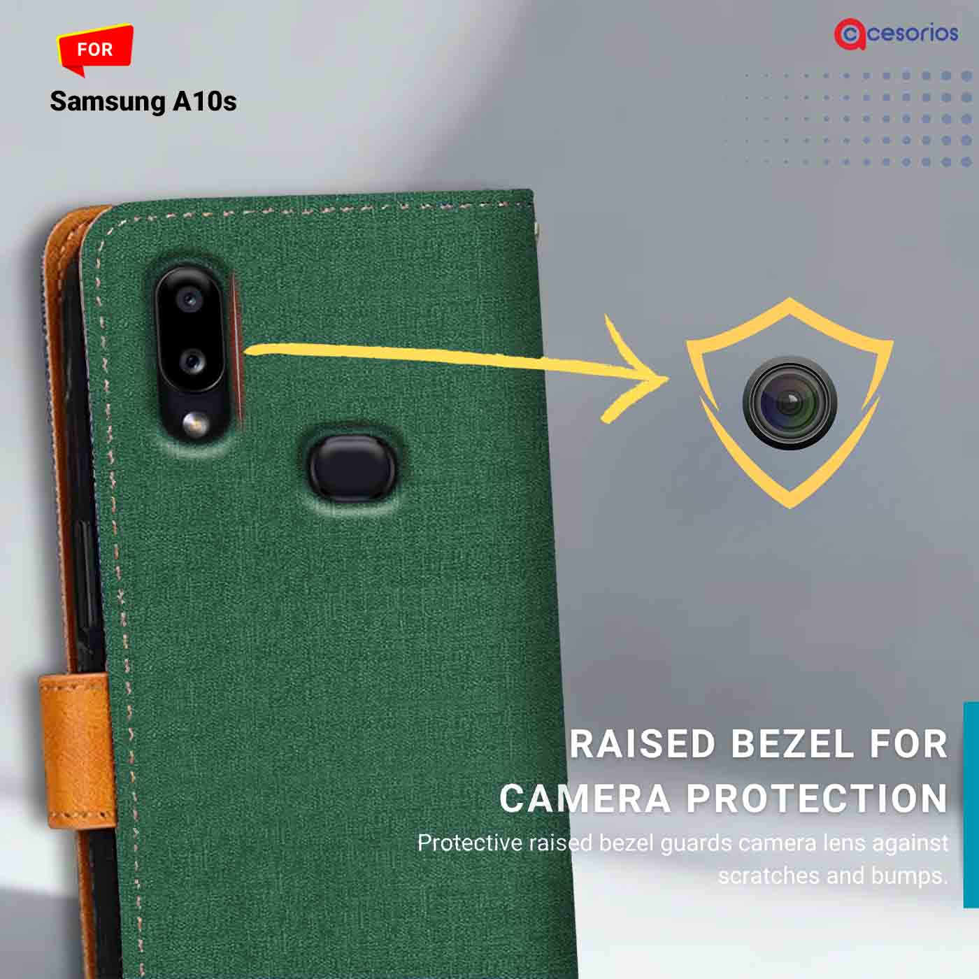Canvas & Suede back panel — Samsung A10S in Green mobile case
