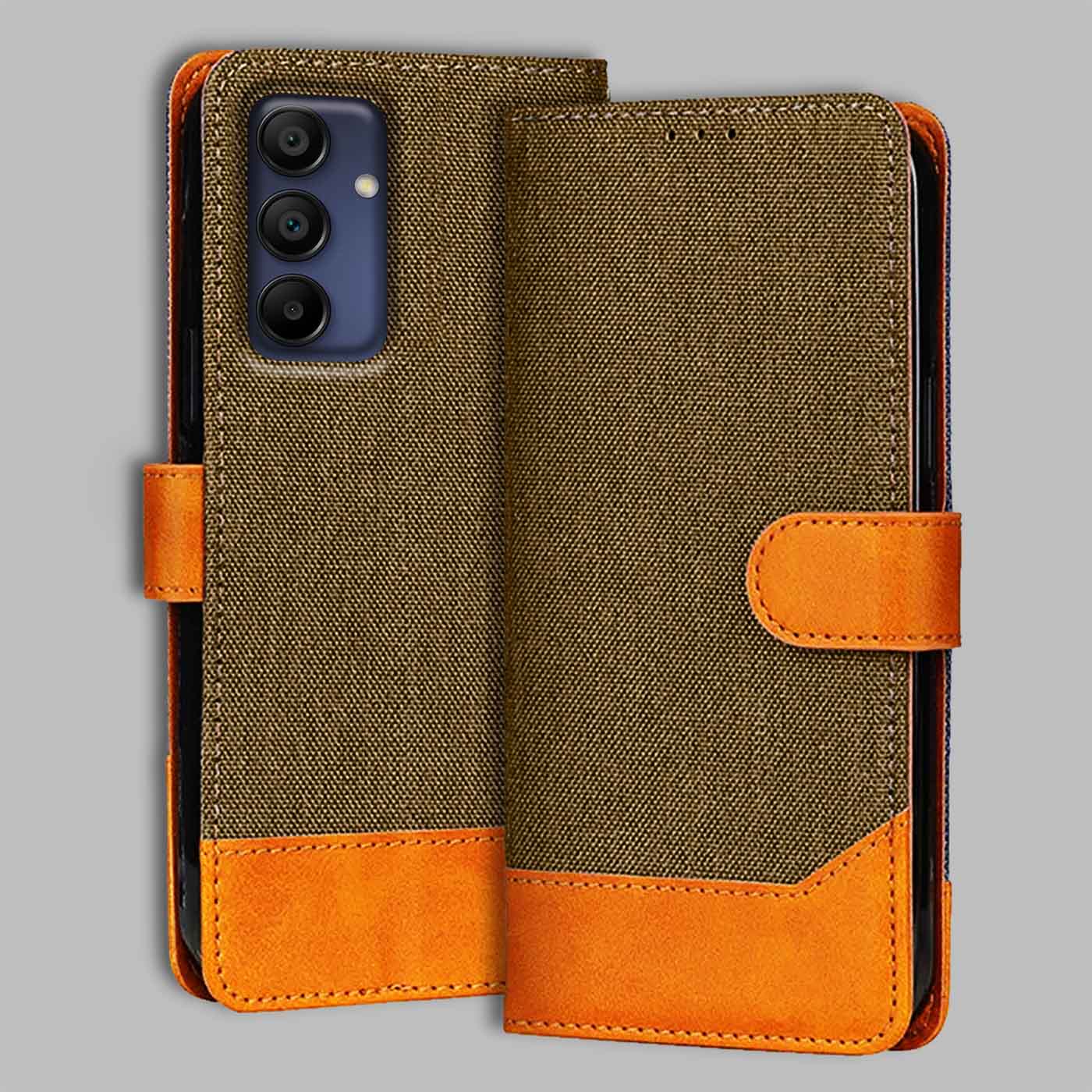 Accesorios Samsung A15 5G denim flip cover – Dark Brown – Image 1 #color_dark b