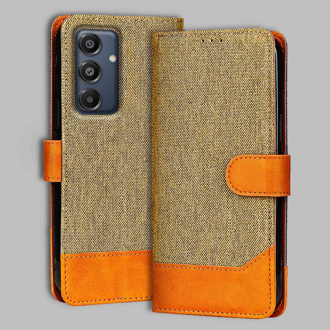 Accesorios Samsung A16 5G denim flip cover – Light Brown – Image 1 #color_light b