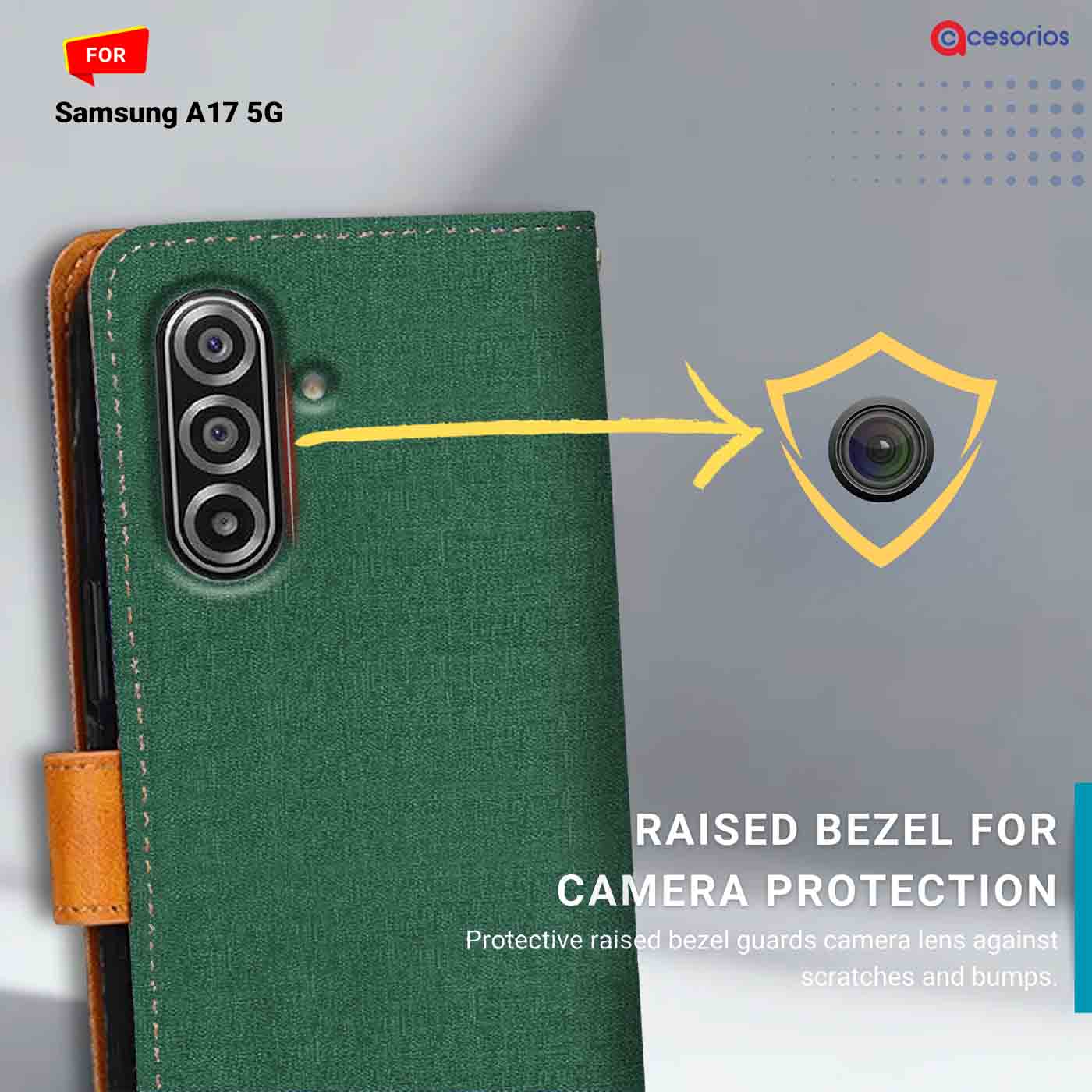 Canvas & Suede back panel — Samsung A17 5G in Green mobile case