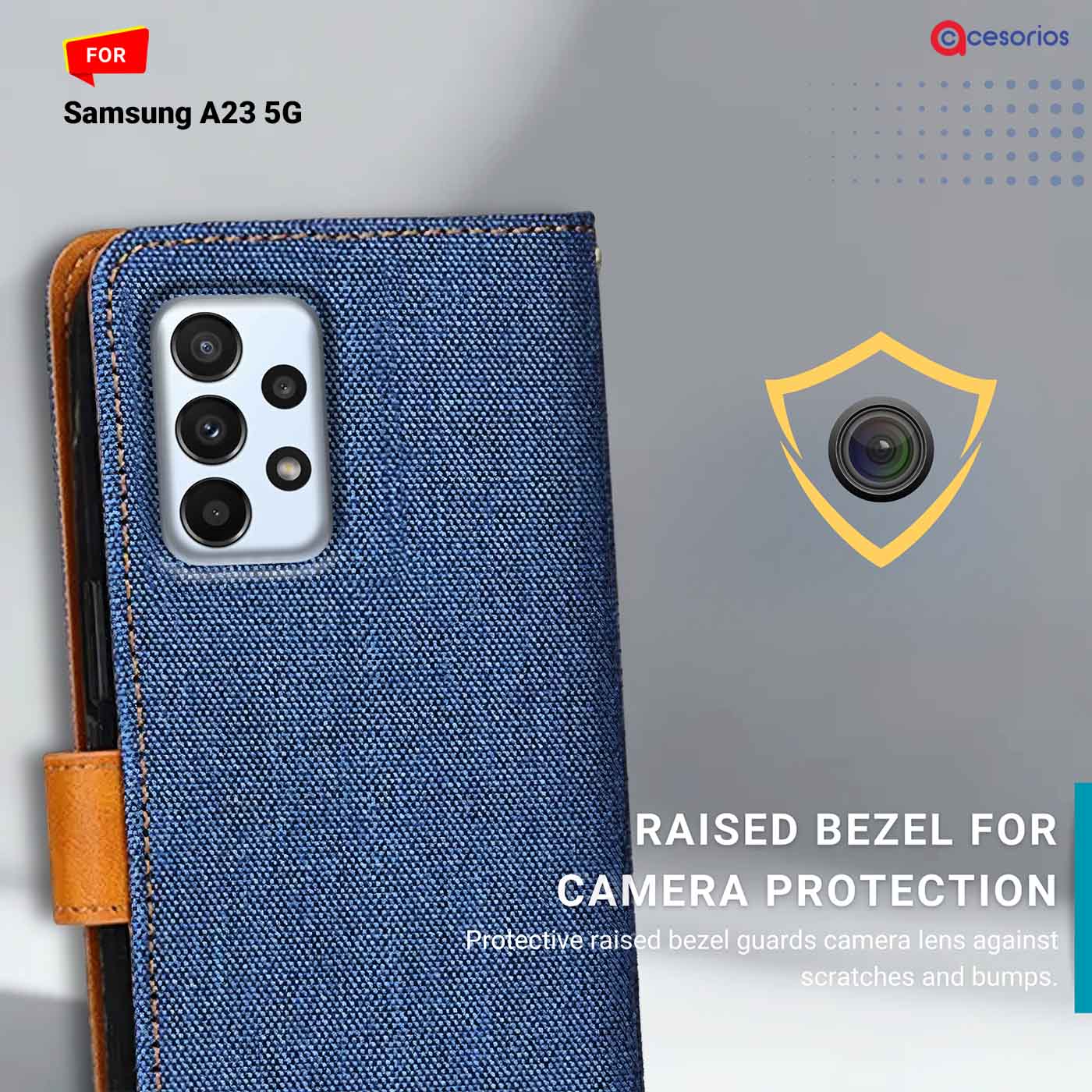Accesorios Samsung A23 5G denim flip cover – Blue – Image 2 #color_