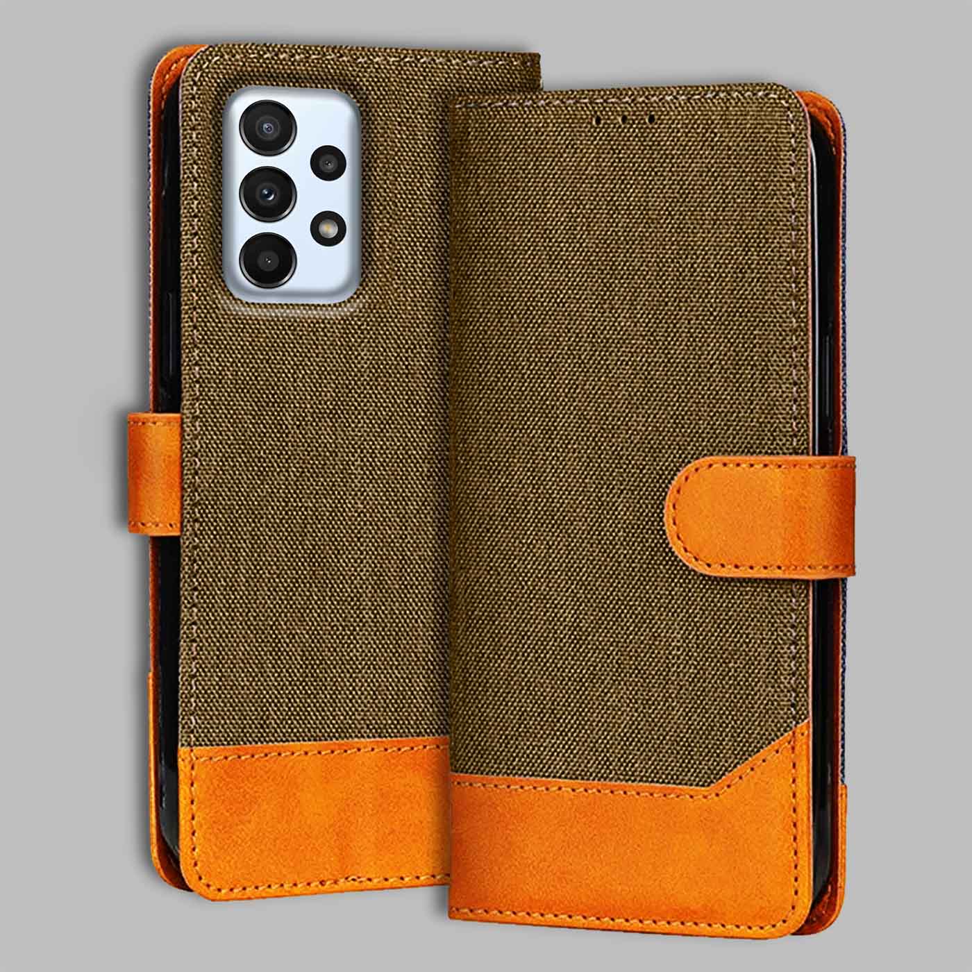Accesorios Samsung A23 5G denim flip cover – Dark Brown – Image 1 #color_dark b
