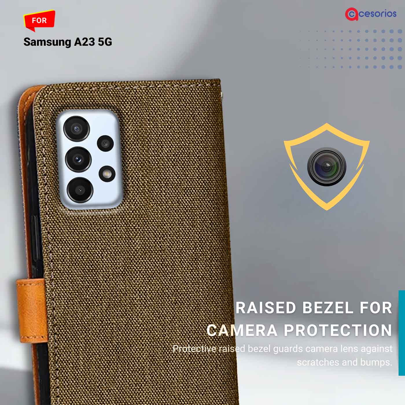 Accesorios Samsung A23 5G denim flip cover – Dark Brown – Image 2 #color_dark b